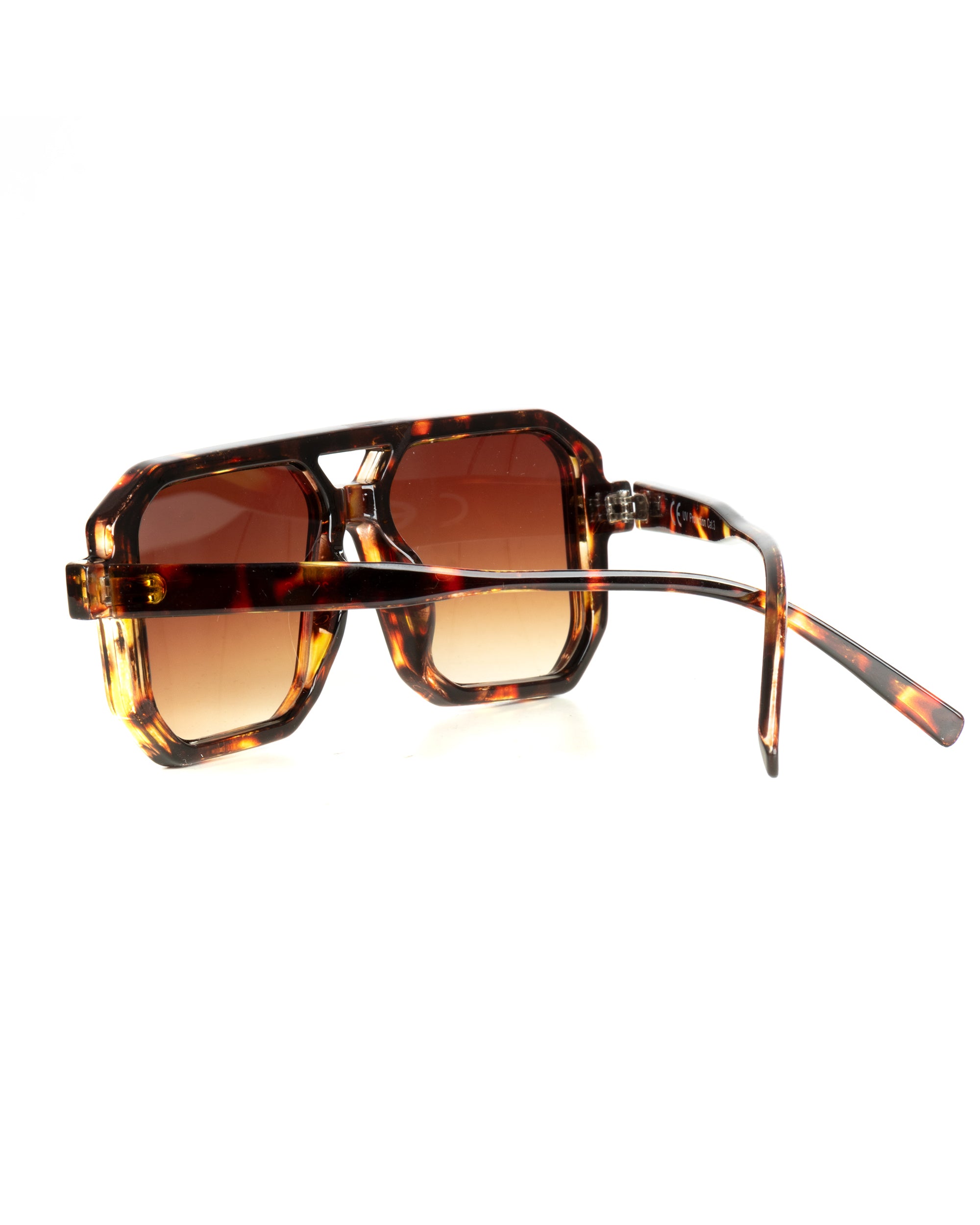 Occhiali da sole uomo unisex squadrato tartaruga doppio ponte lenti fumè marrone GIOSAL-OC1102A