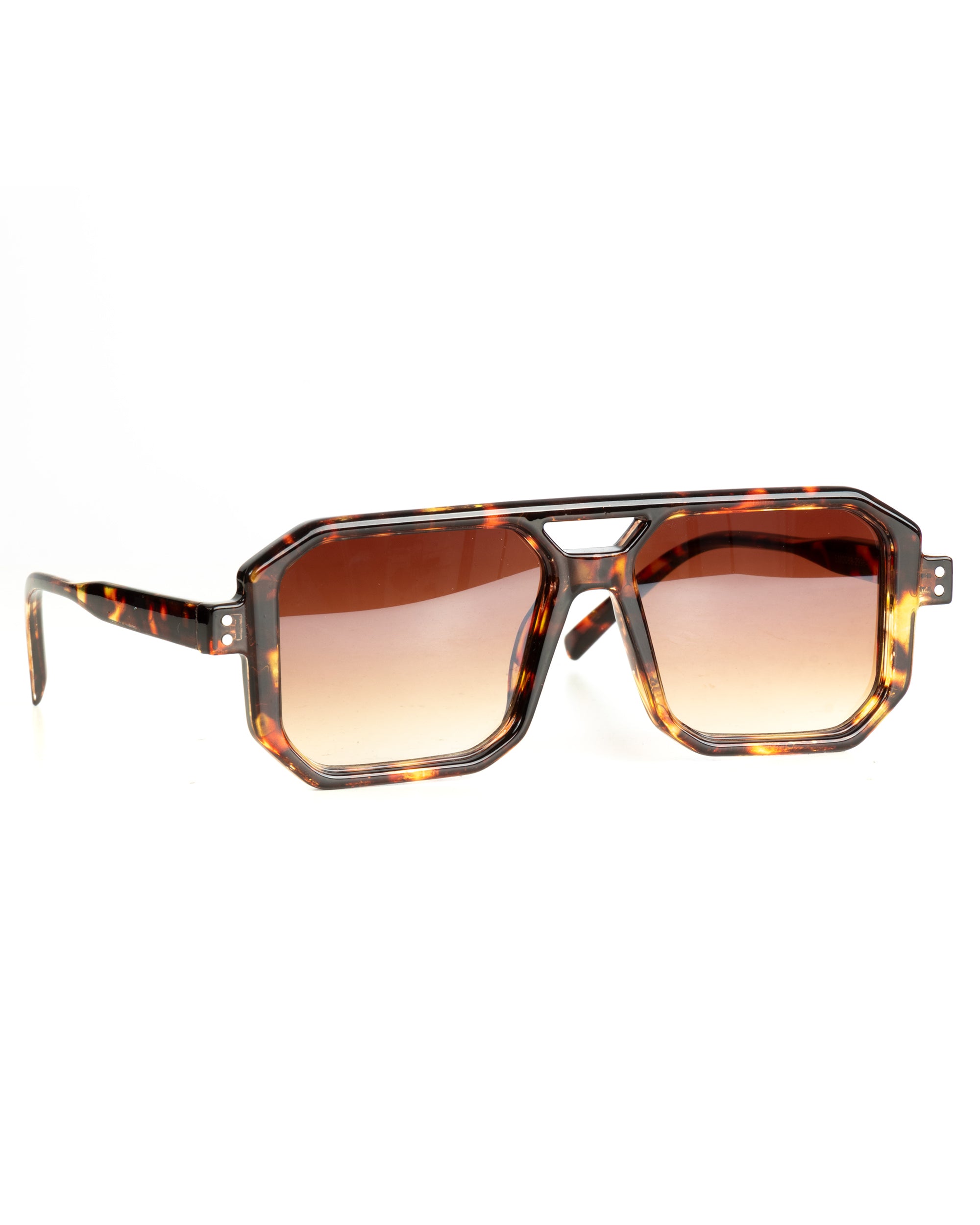 Occhiali da sole uomo unisex squadrato tartaruga doppio ponte lenti fumè marrone GIOSAL-OC1102A