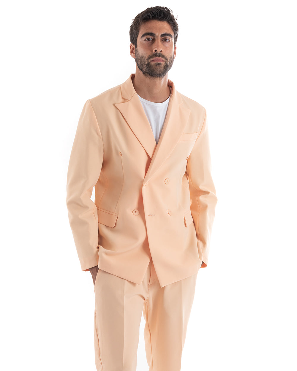 Double-Breasted Men's Suit Viscose Suit Suit Jacket Trousers Peach Elegant Ceremony GIOSAL-OU2167A