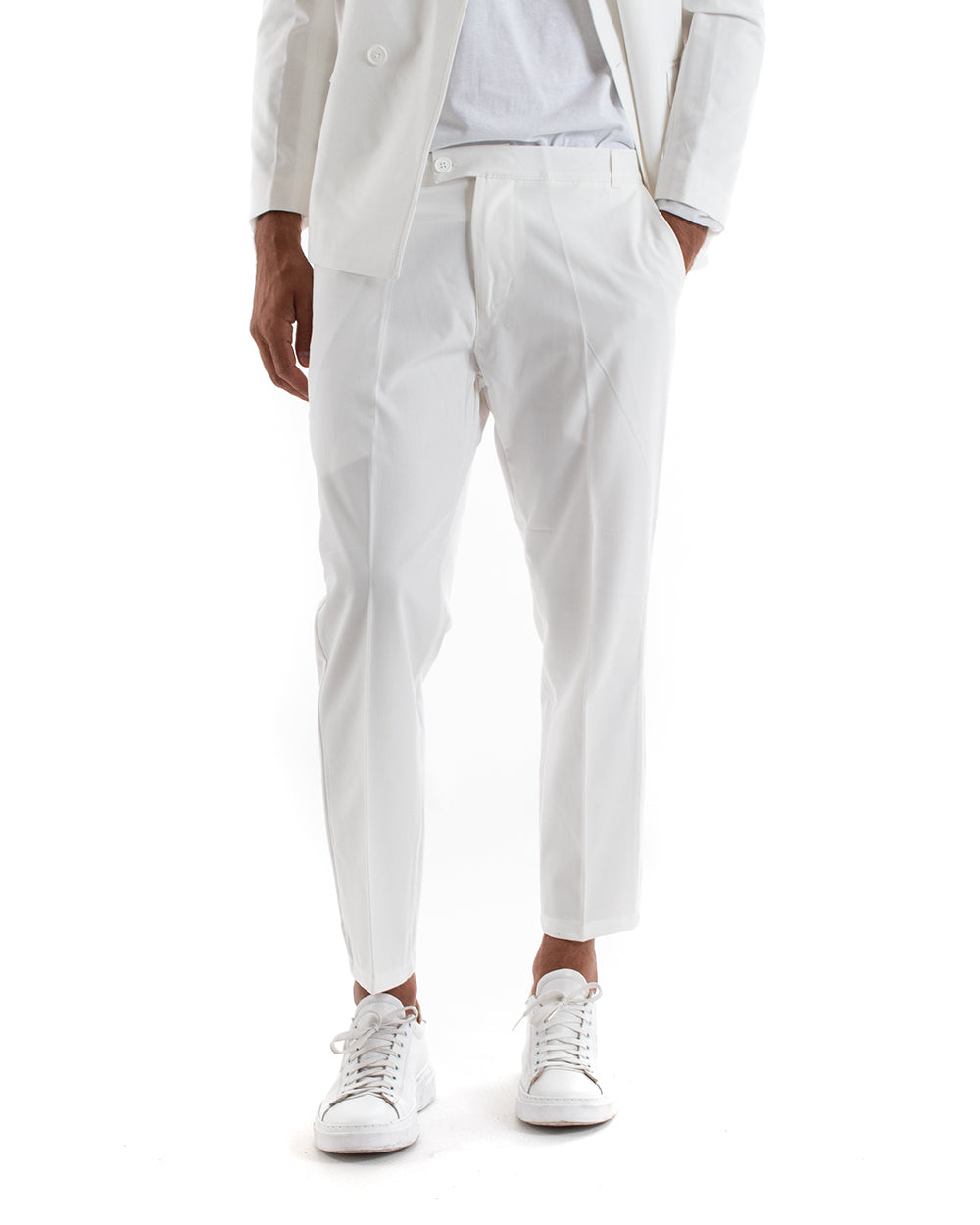 Double-breasted Men's Suit Viscose Suit Jacket Pants White Sporty Elegant Ceremony GIOSAL-OU2175A