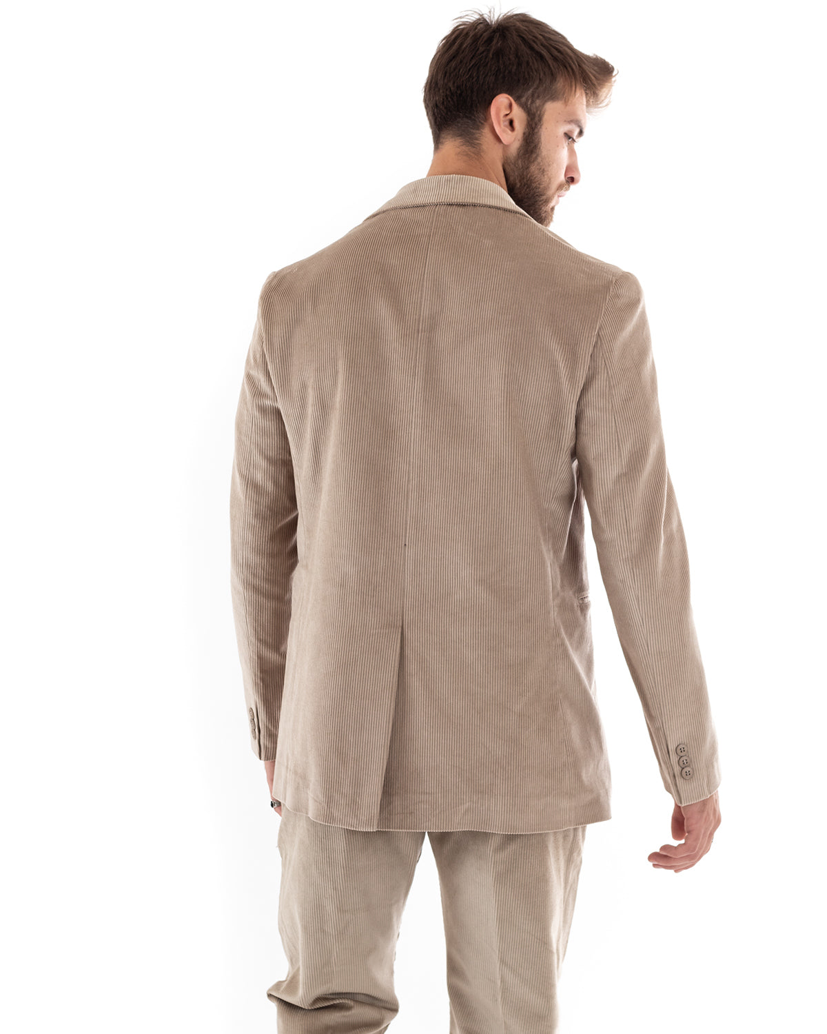 Double-Breasted Men's Suit Velvet Suit Jacket Trousers Beige Elegant Ceremony GIOSAL-OU2191A