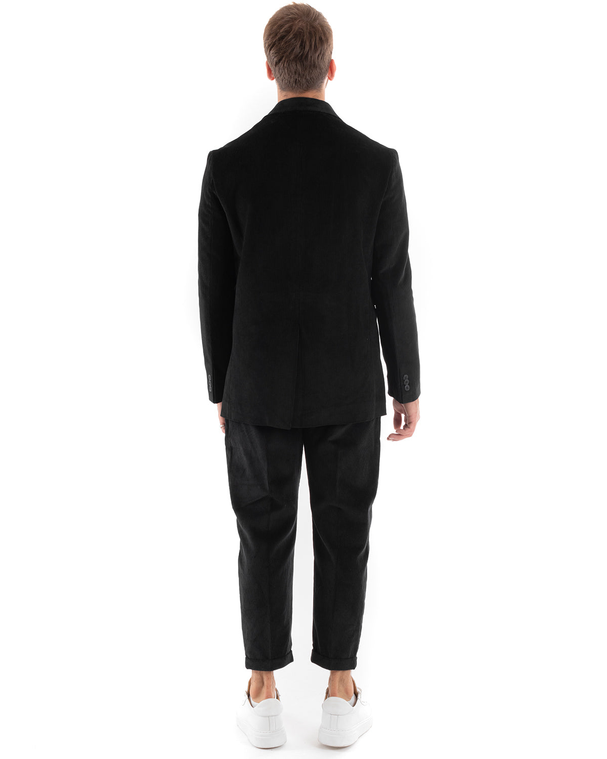 Double-Breasted Men's Suit Velvet Suit Jacket Pants Black Elegant Ceremony GIOSAL-OU2192A