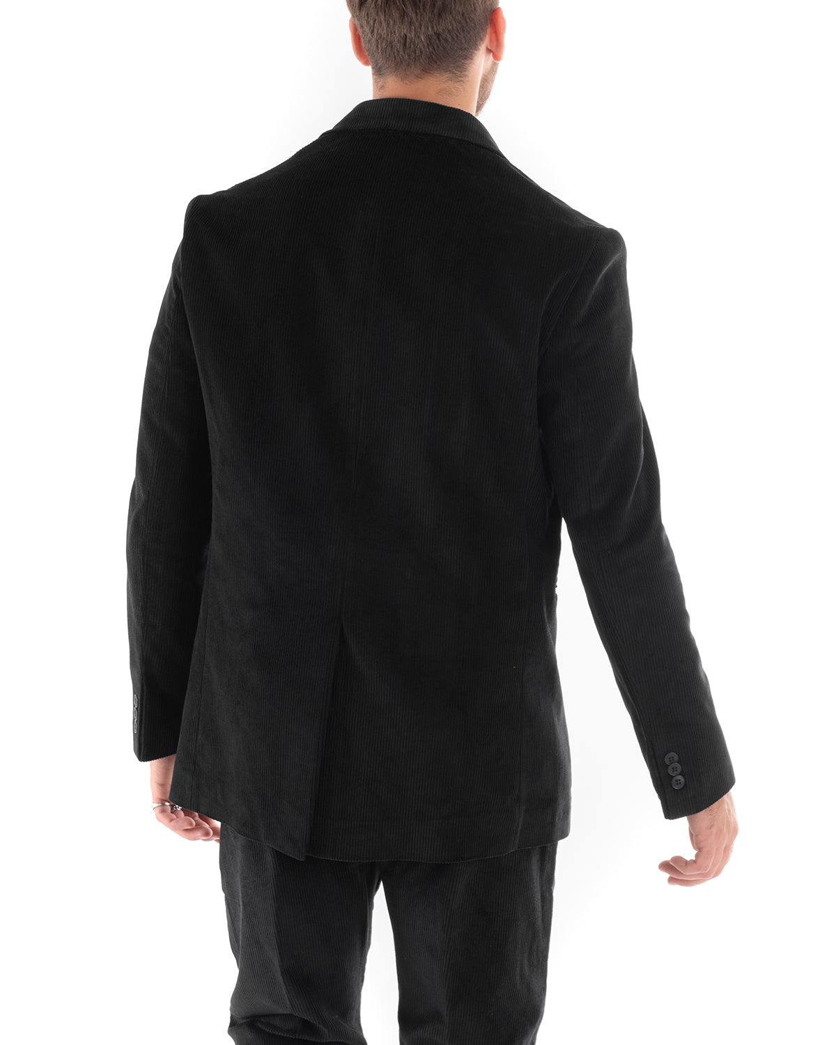 Double-Breasted Men's Suit Velvet Suit Jacket Pants Black Elegant Ceremony GIOSAL-OU2192A
