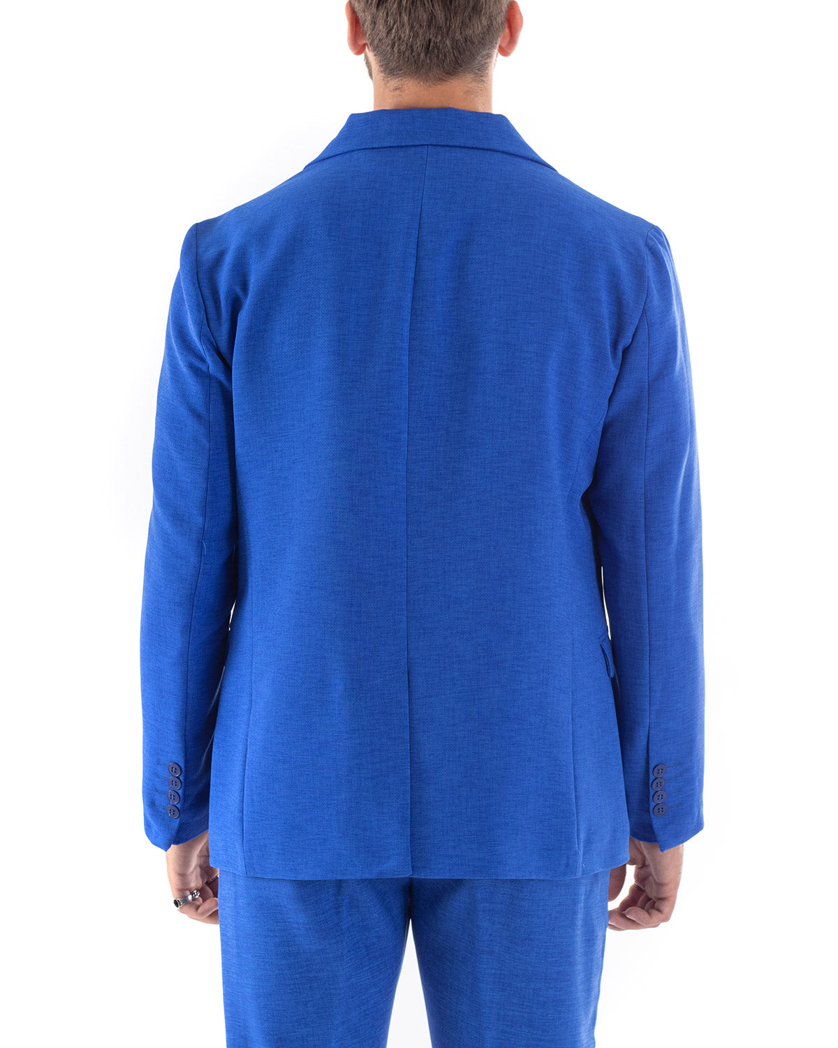 Double-breasted Men's Suit Viscose Suit Jacket Trousers Royal Blue Melange Elegant Ceremony GIOSAL-OU2203A
