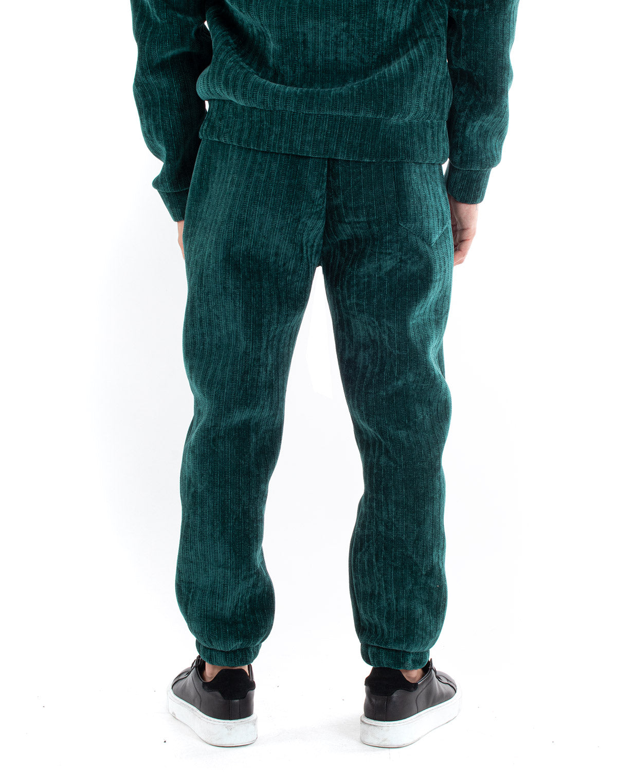 Completo Tuta Uomo Basic Verde Scuba Costine Felpa Con Cappuccio Pantaloni GIOSAL-OU2222A