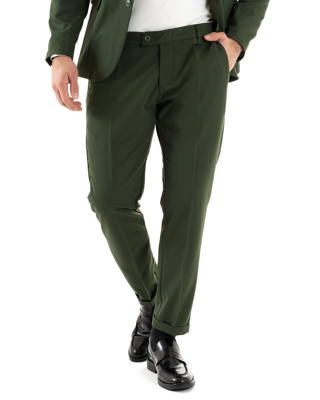 Single Breasted Men's Suit Tailored Viscose Suit Jacket Trousers Green Elegant Casual GIOSAL-OU2237A