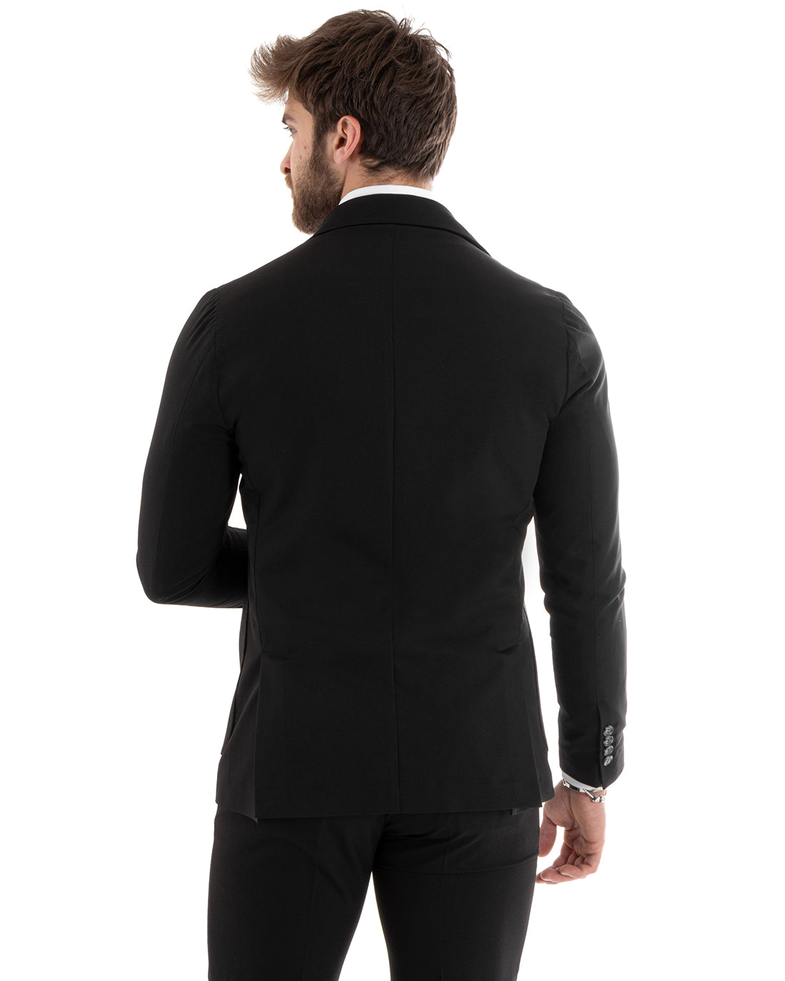 Double-Breasted Men's Suit Viscose Suit Jacket Pants Black Elegant Ceremony GIOSAL-OU2270A