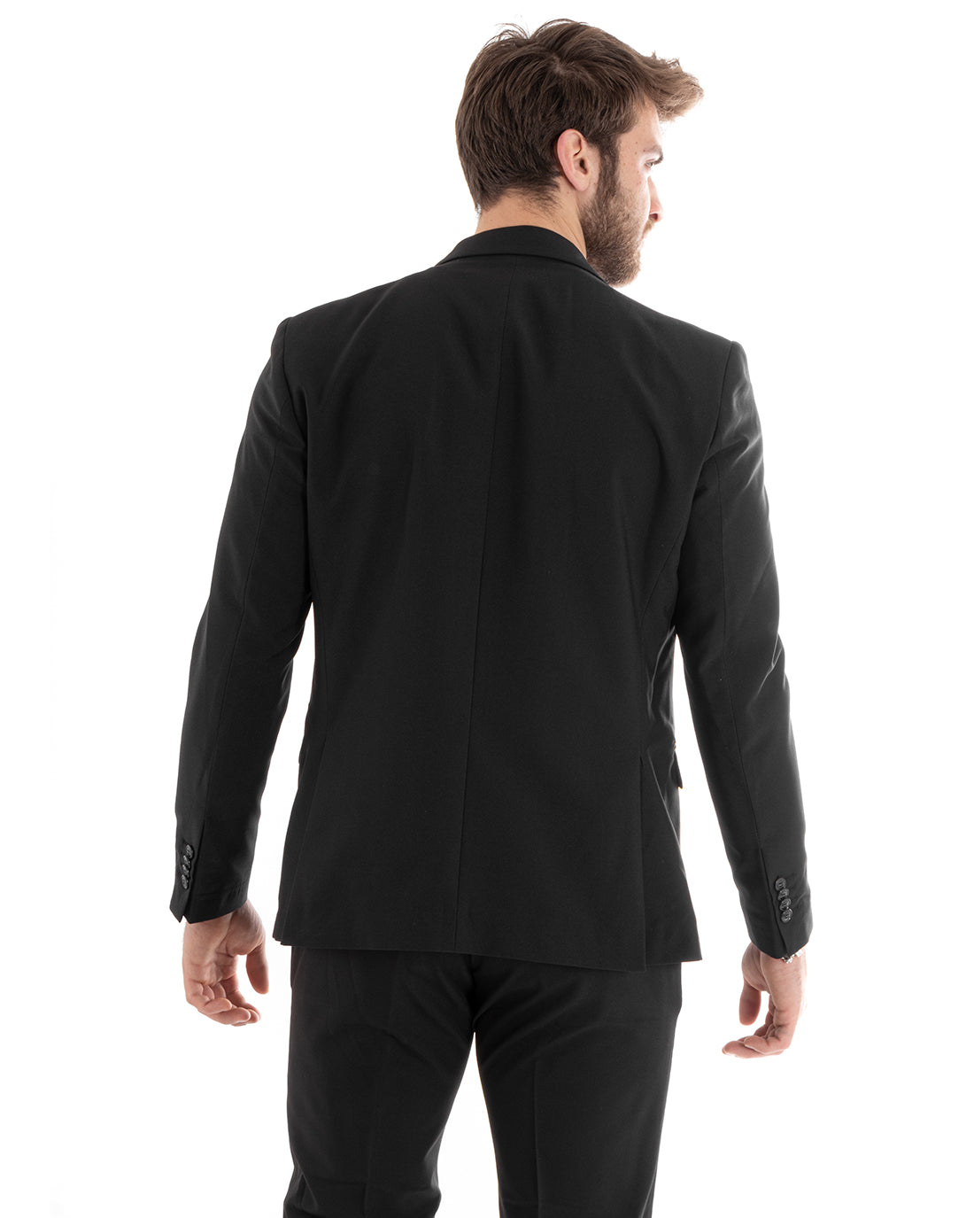Single Breasted Men's Suit Viscose Suit Jacket Pants Black Elegant Ceremony GIOSAL-OU2276A