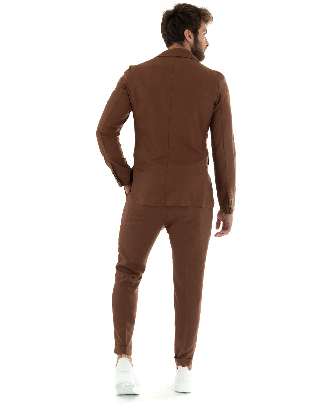 Men's Suit Linen Suit Saharan Jacket Solid Color Trousers Tobacco Casual GIOSAL-OU2337A