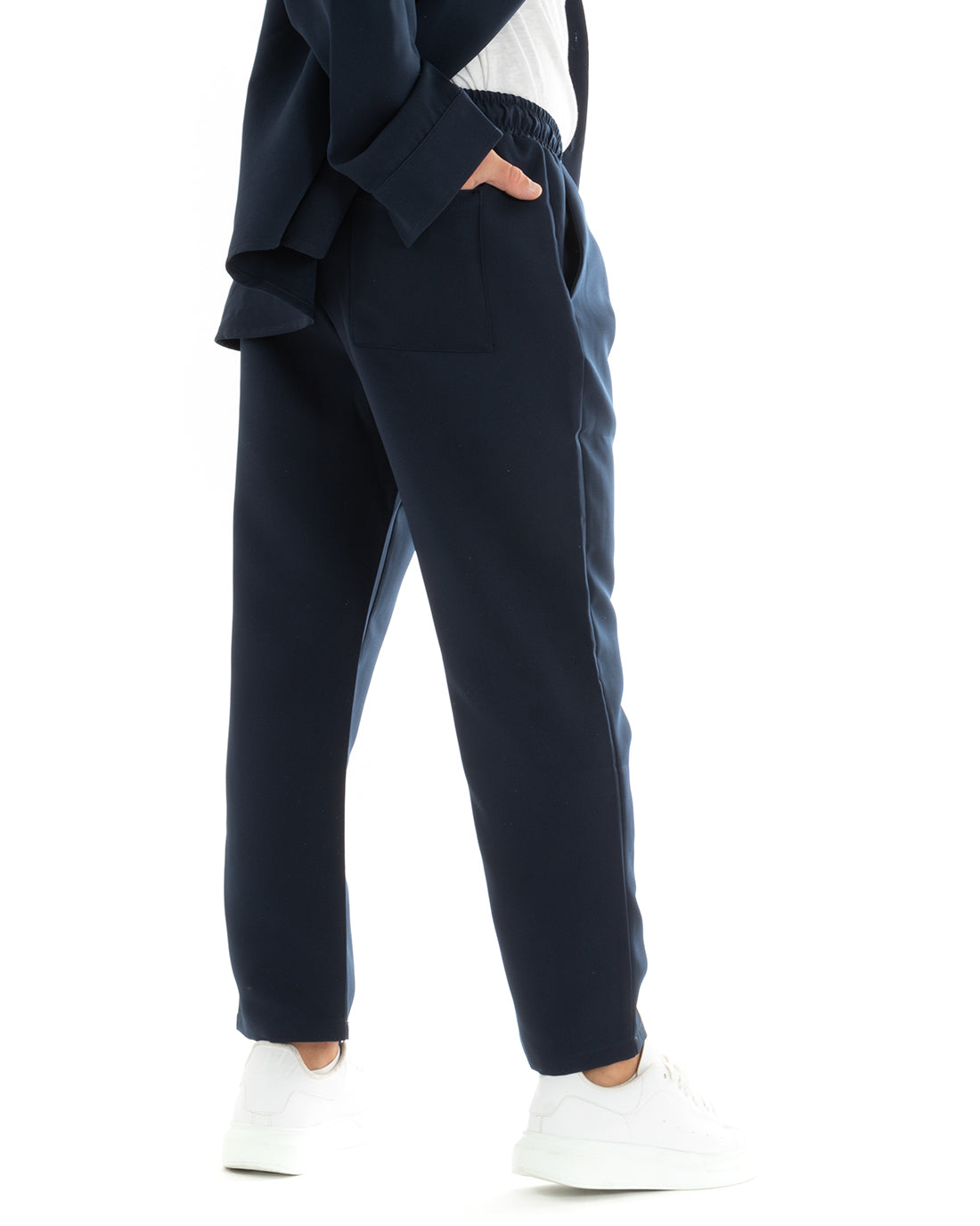 Complete Coordinated Set for Men Viscose Shirt With Collar Trousers Outfit Blue GIOSAL-OU2388A