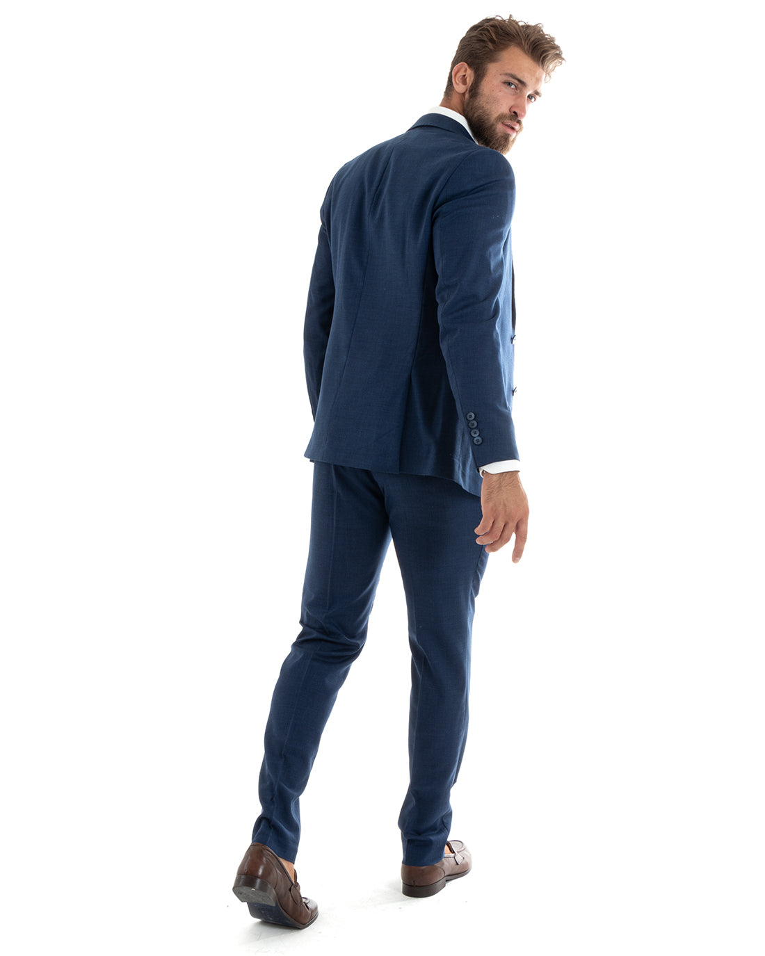 Abito Uomo Monopetto Vestito Completo Giacca Pantaloni Blu Elegante Casual GIOSAL-OU2401A