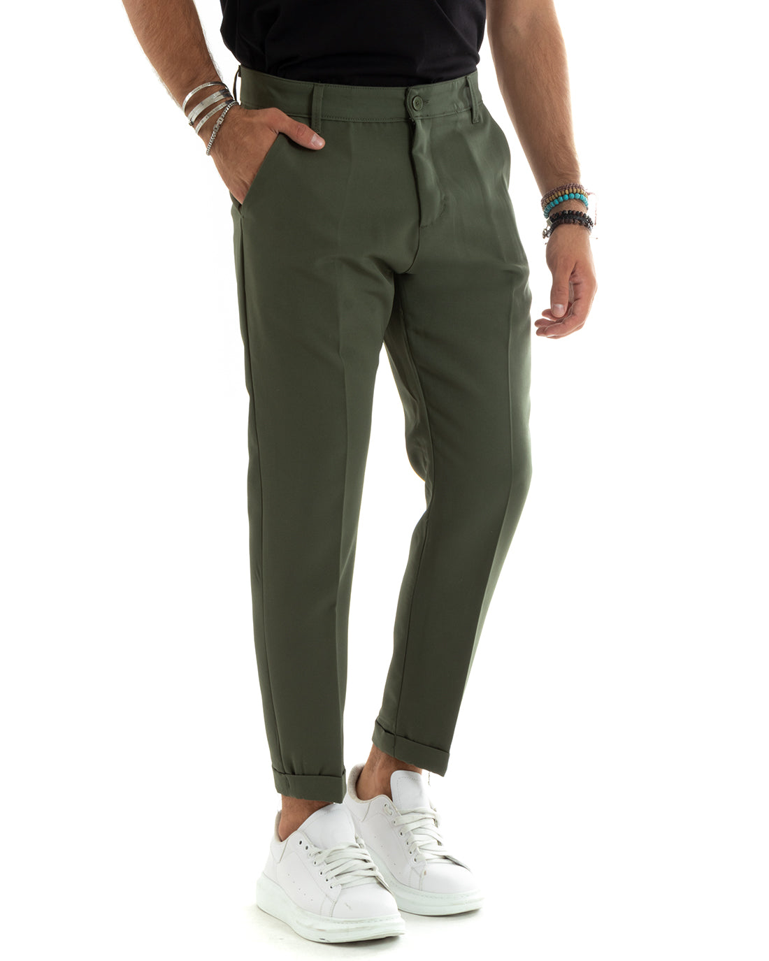 Abito Uomo Monopetto Vestito Viscosa Completo Giacca Pantaloni Verde Elegante Cerimonia GIOSAL-OU2411A