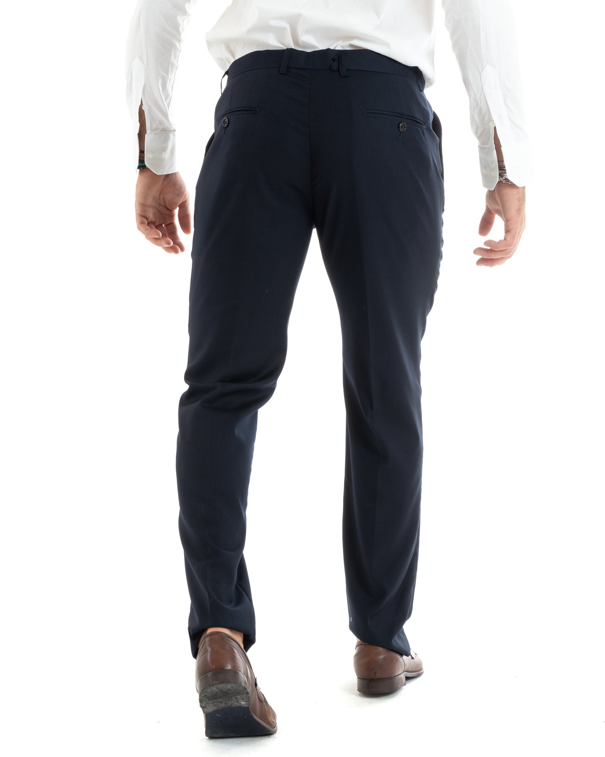 Abito Uomo Monopetto Vestito Smoking Rever Raso Completo Giacca Pantaloni Blu Elegante GIOSAL-OU2425A