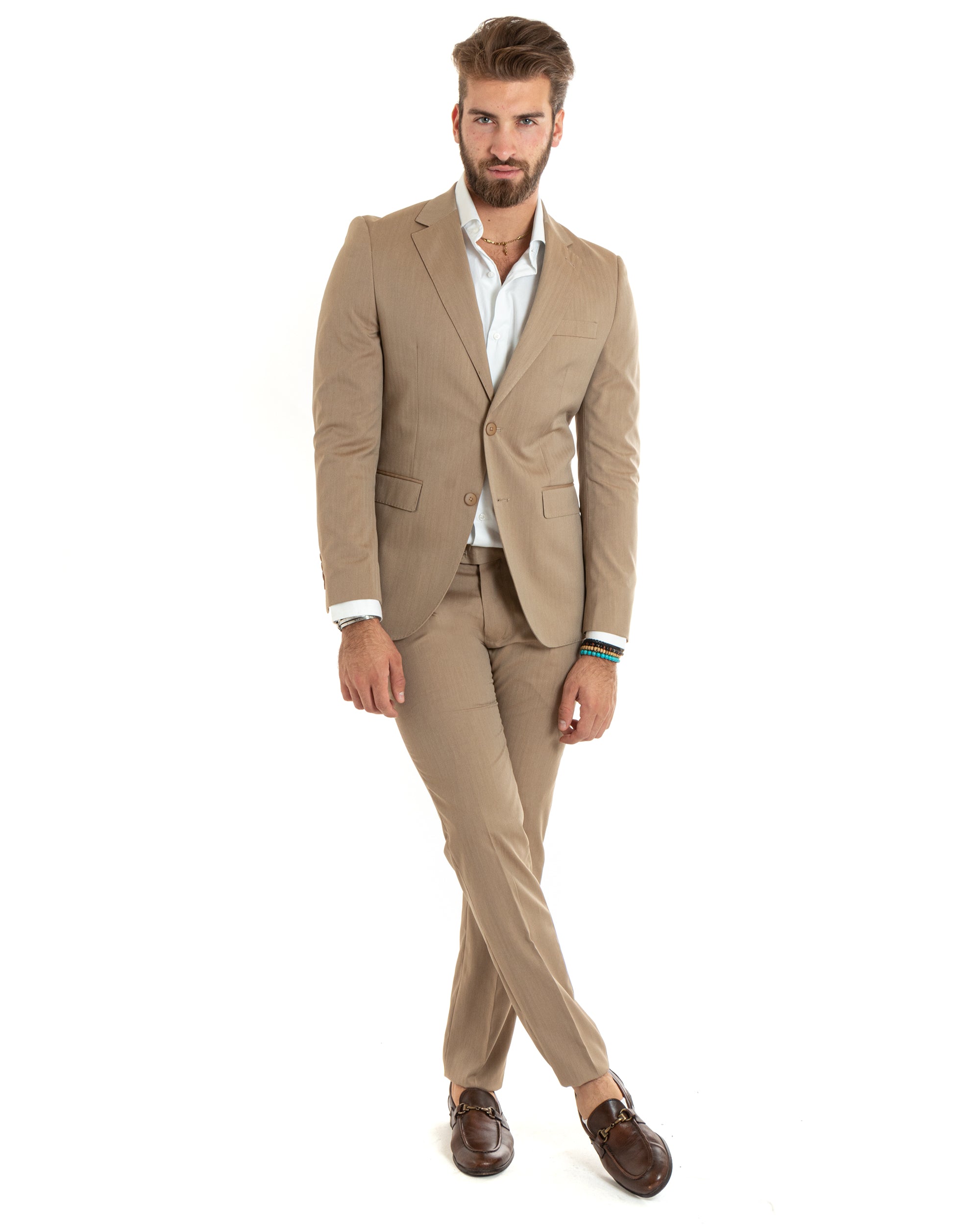 Single Breasted Men's Suit Suit Jacket Pants Blue Elegant Casual GIOSAL-OU2401A
