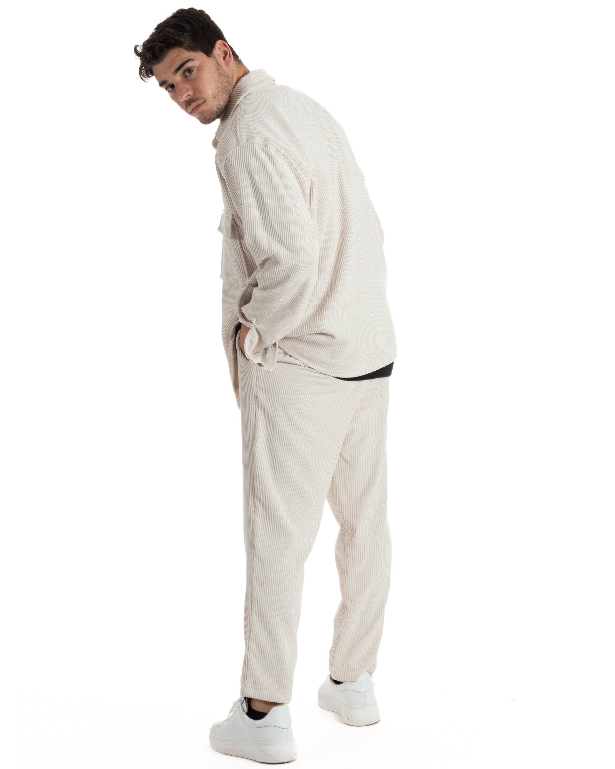 Outfit Pantaloni Bianchi Uomo Tuta Lino Camicia E Pantaloni
