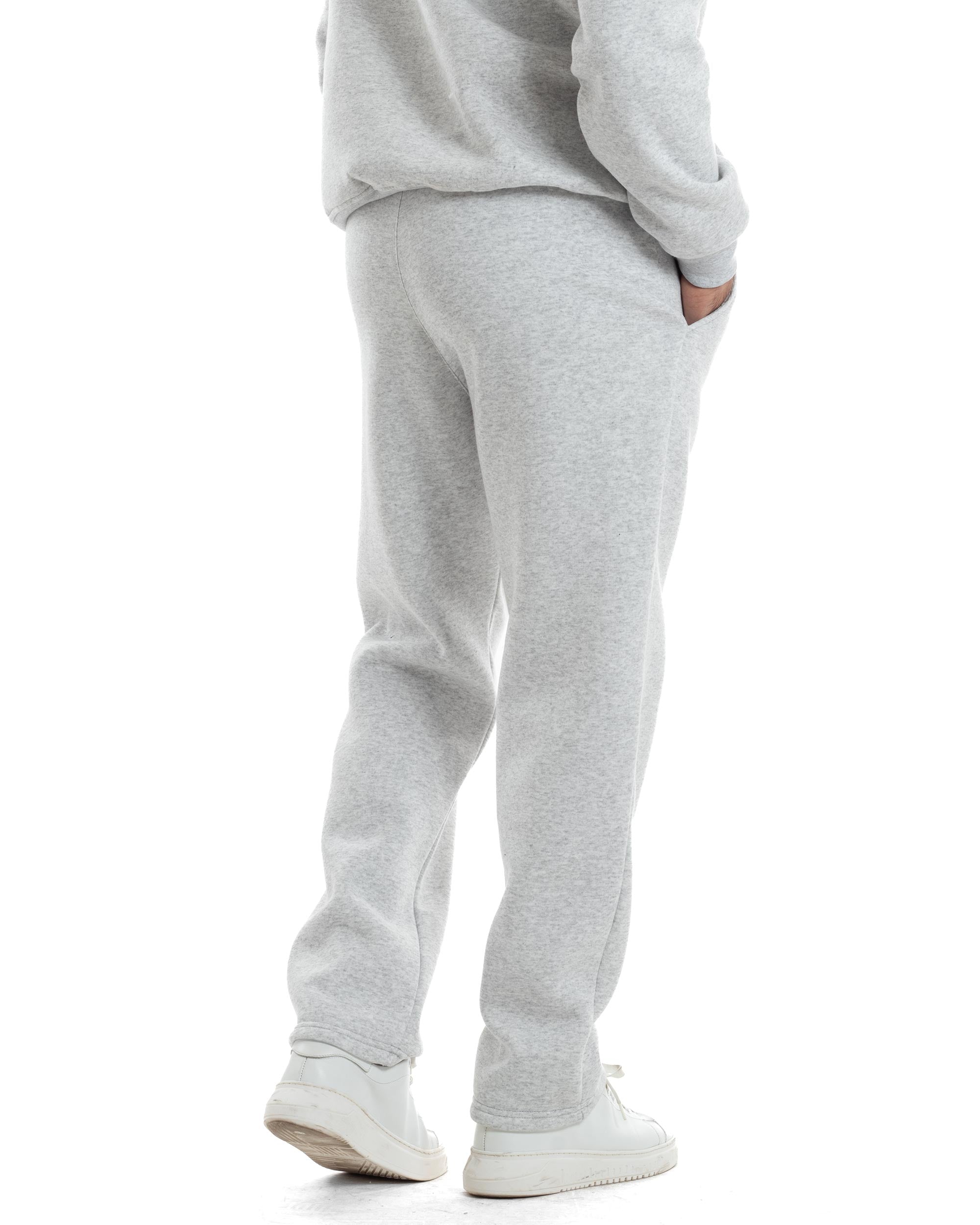 Completo Tuta Felpato Coordinato Uomo Outfit Felpa Con Cappuccio Pantaloni Baggy Tinta Unita Basic Grigio Casual GIOSAL-OU2501A