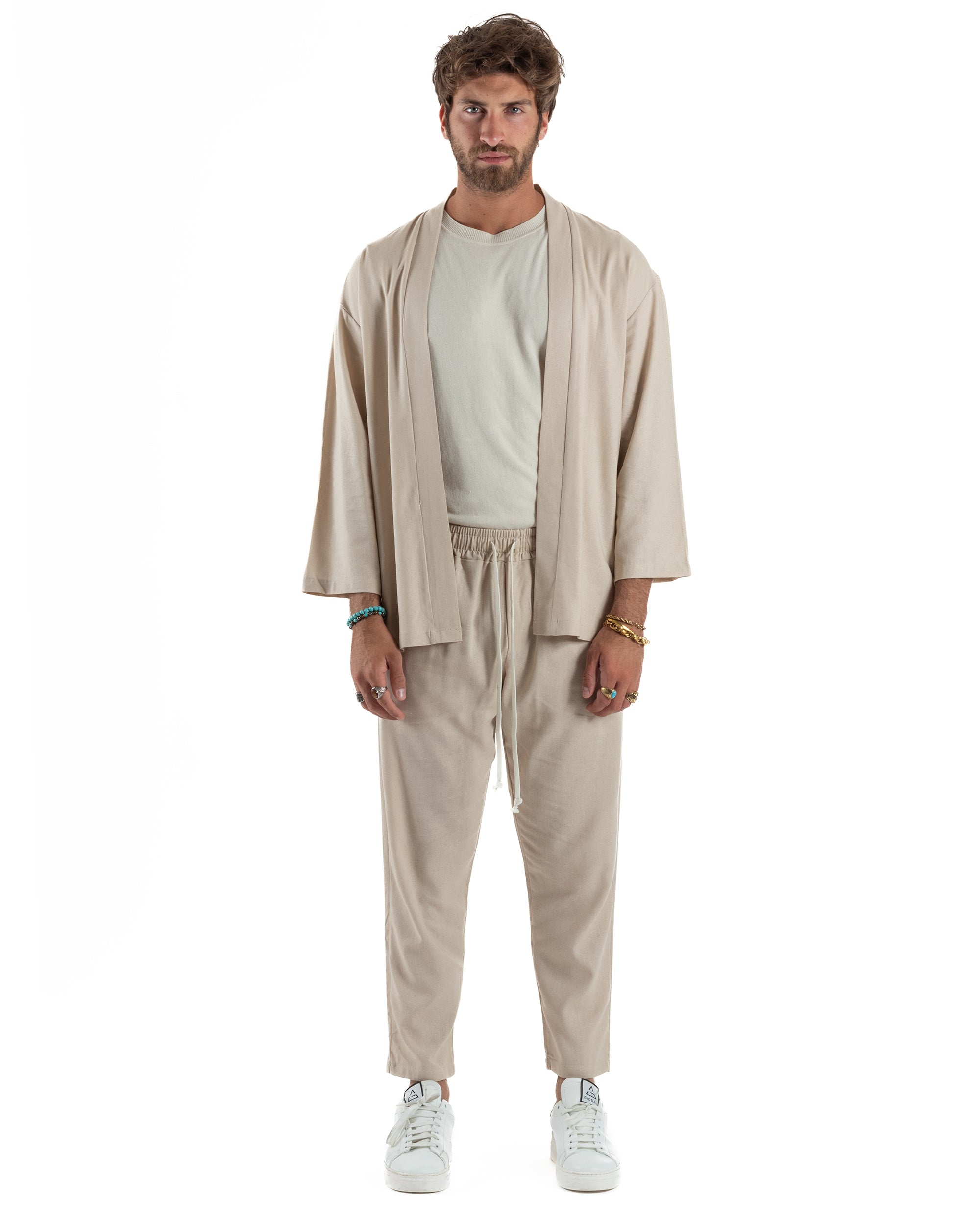 Coordinato Kimono Jogger Lino OU2508A