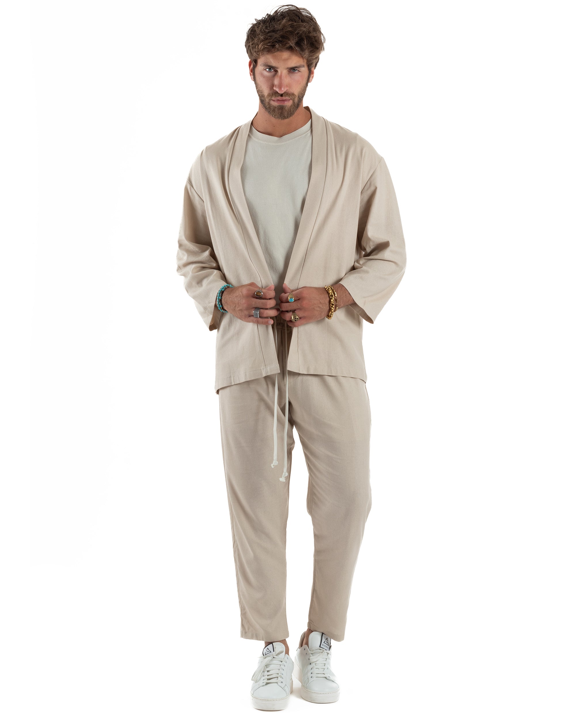 Coordinato Kimono Jogger Lino OU2508A