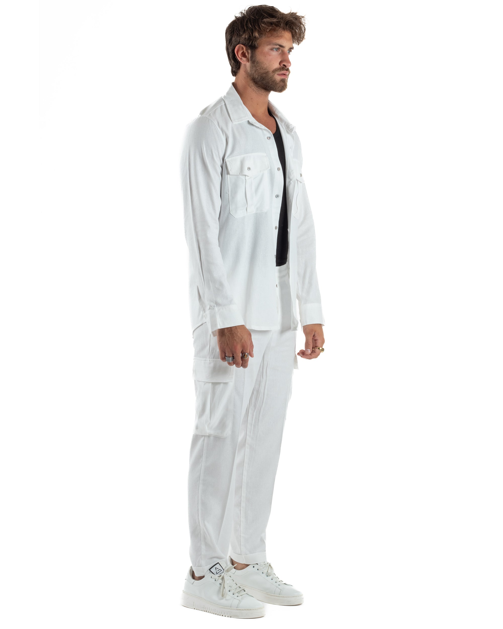 Outfit Camicia Pantaloni Cargo Lino OU2512A