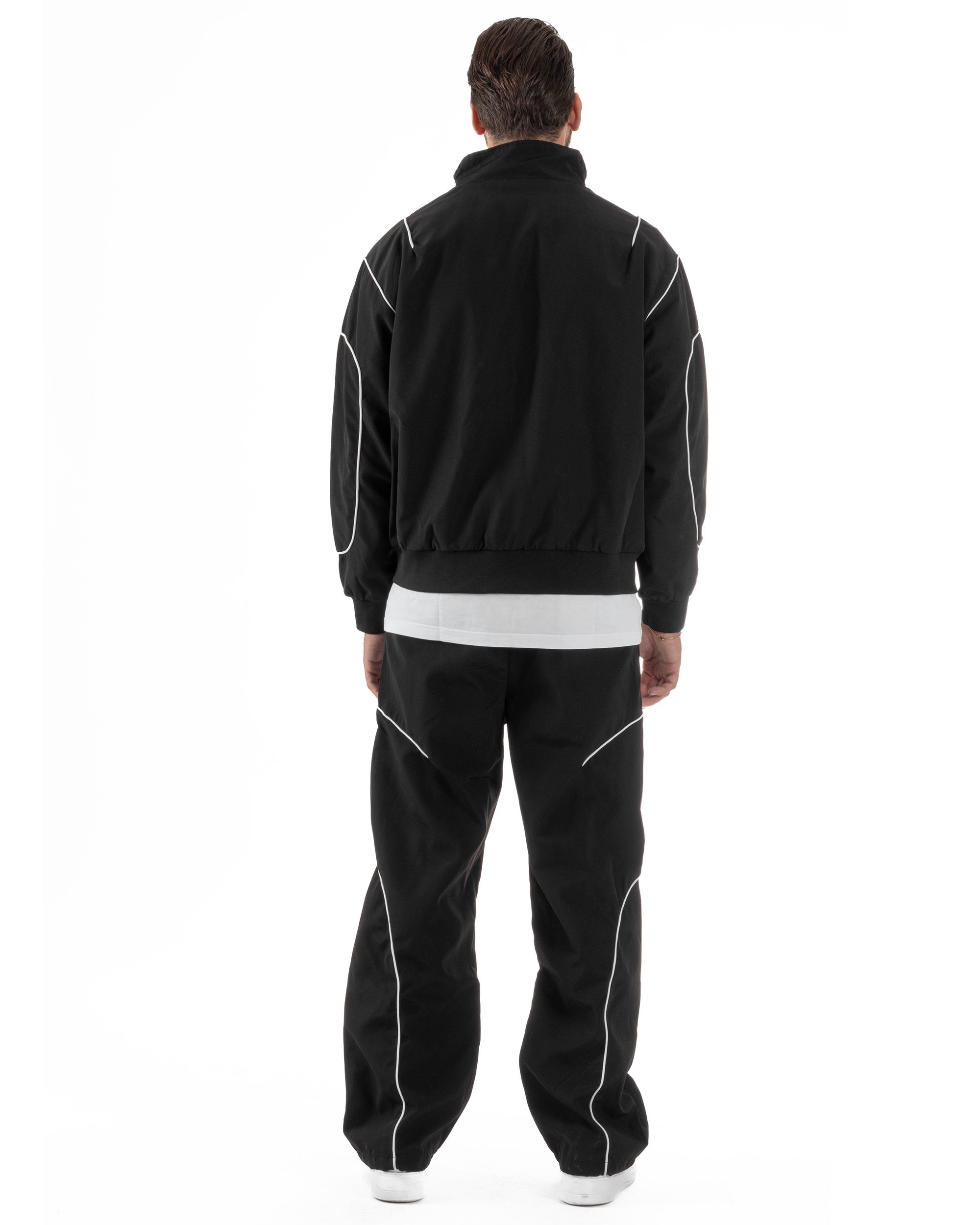 Coordinato Tuta Giacca Giubbotto Pantaloni Baggy Outfit Nero OU2531A