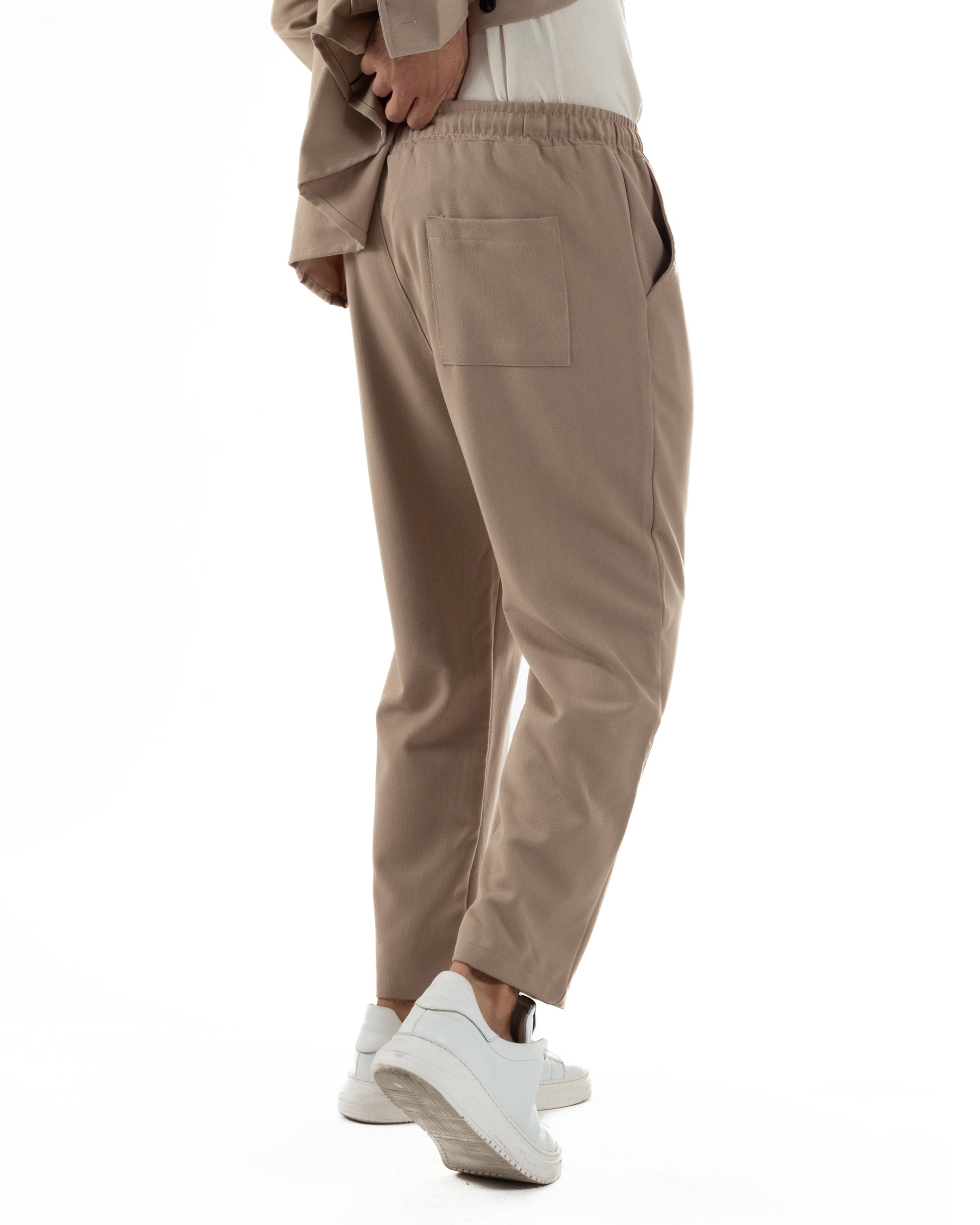 Coordinato Camicia Pantaloni Viscosa Casual Beige OU2535A
