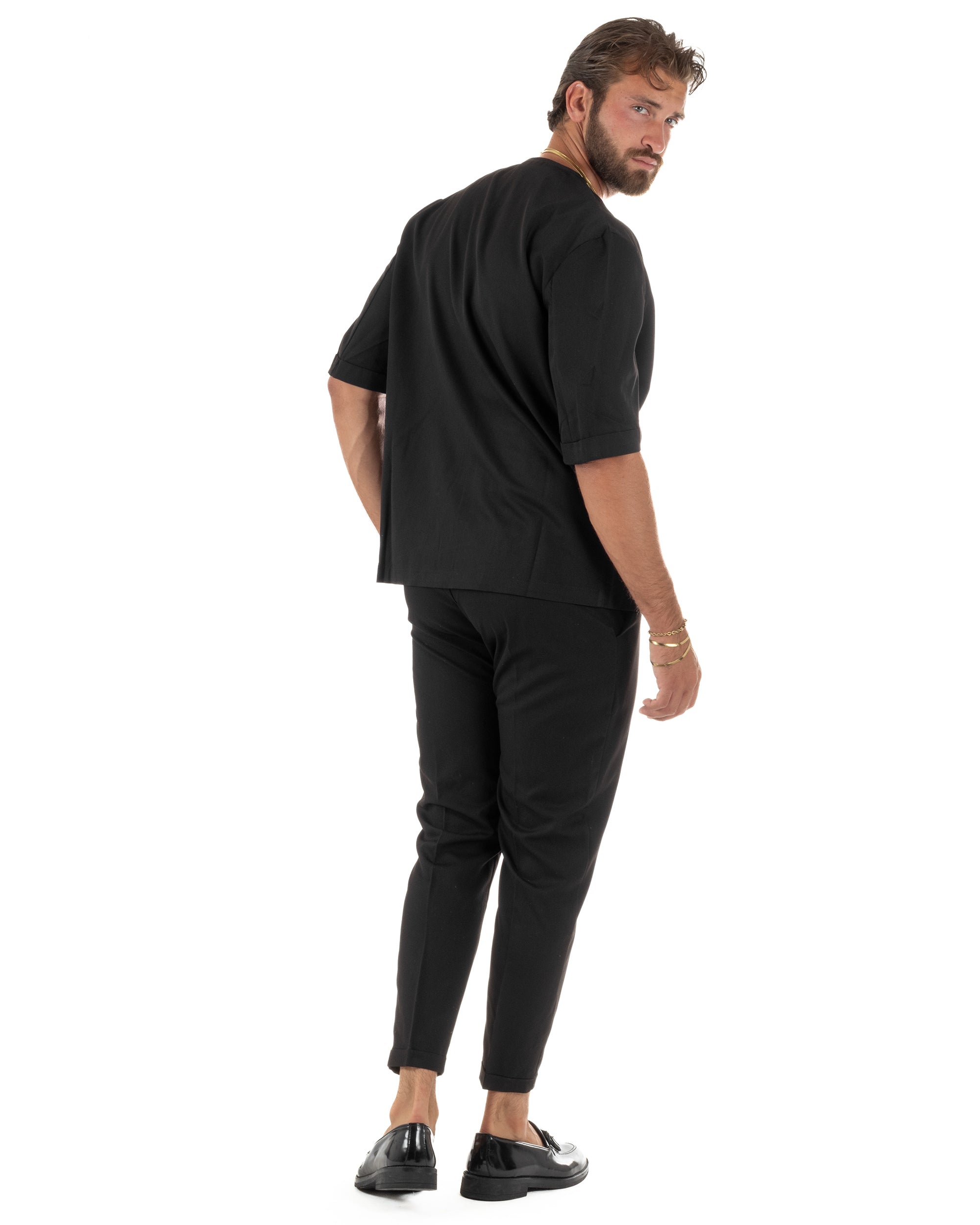 Coordinato uomo completo viscosa regular fit nero GIOSAL-OU2573A