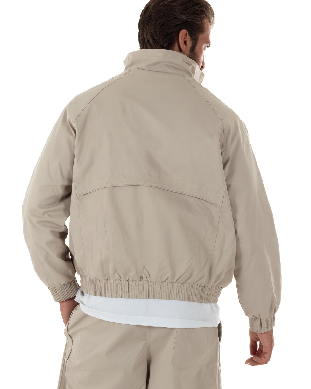 Coordinato tuta uomo tessuto tecnico giacca pantaloni baggy beige GIOSAL-OU2578A