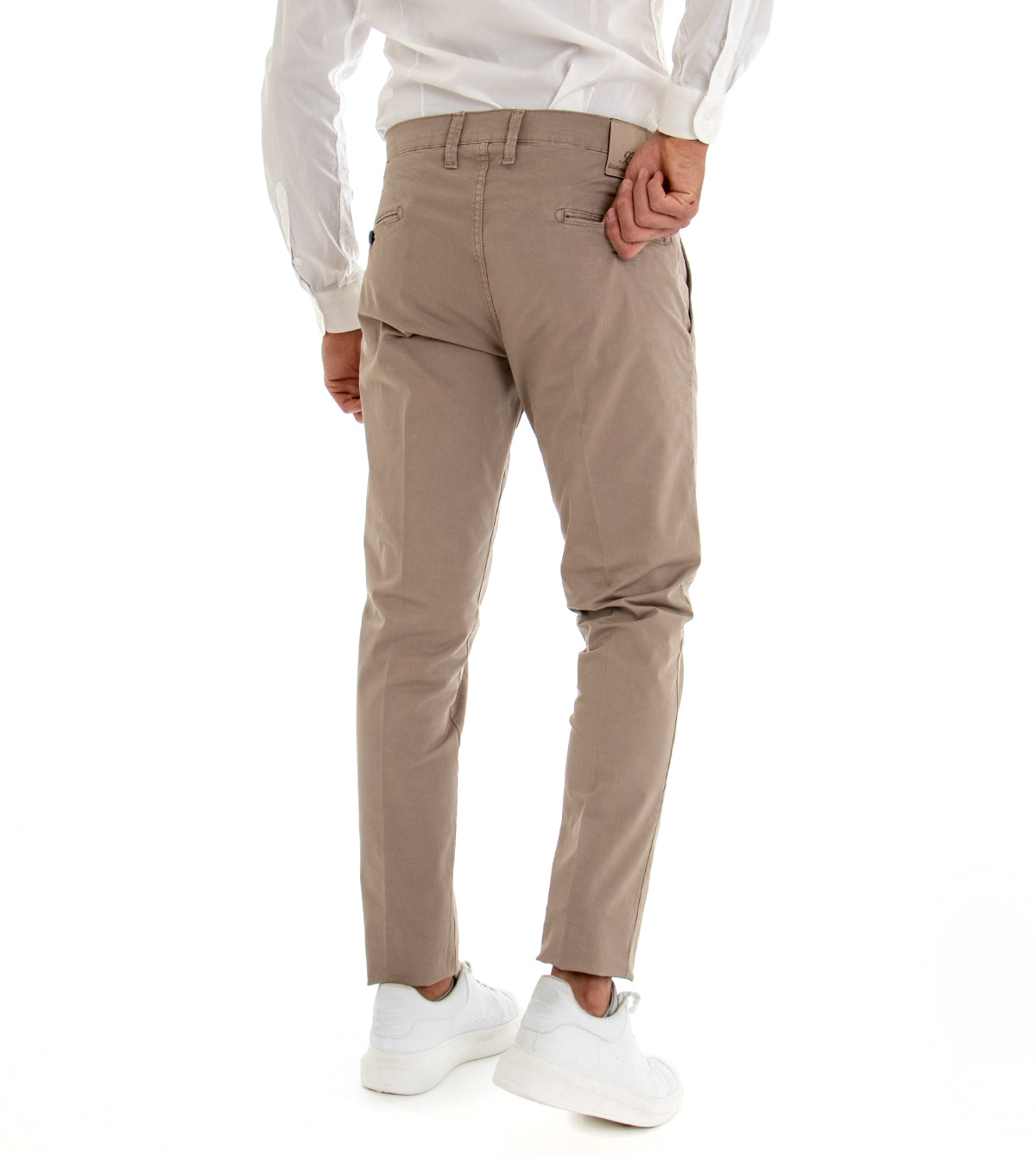Pantaloni Uomo Tasca America Con Pinces Cotone Tinta Unita Fango GIOSAL-P2965A