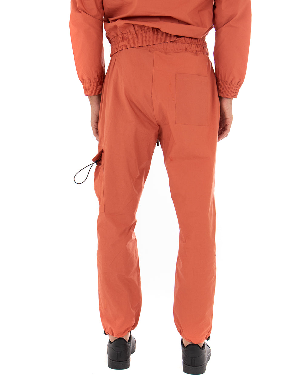 GIOSAL Men's Solid Color Orange Cargo Drawstring Tracksuit Pants