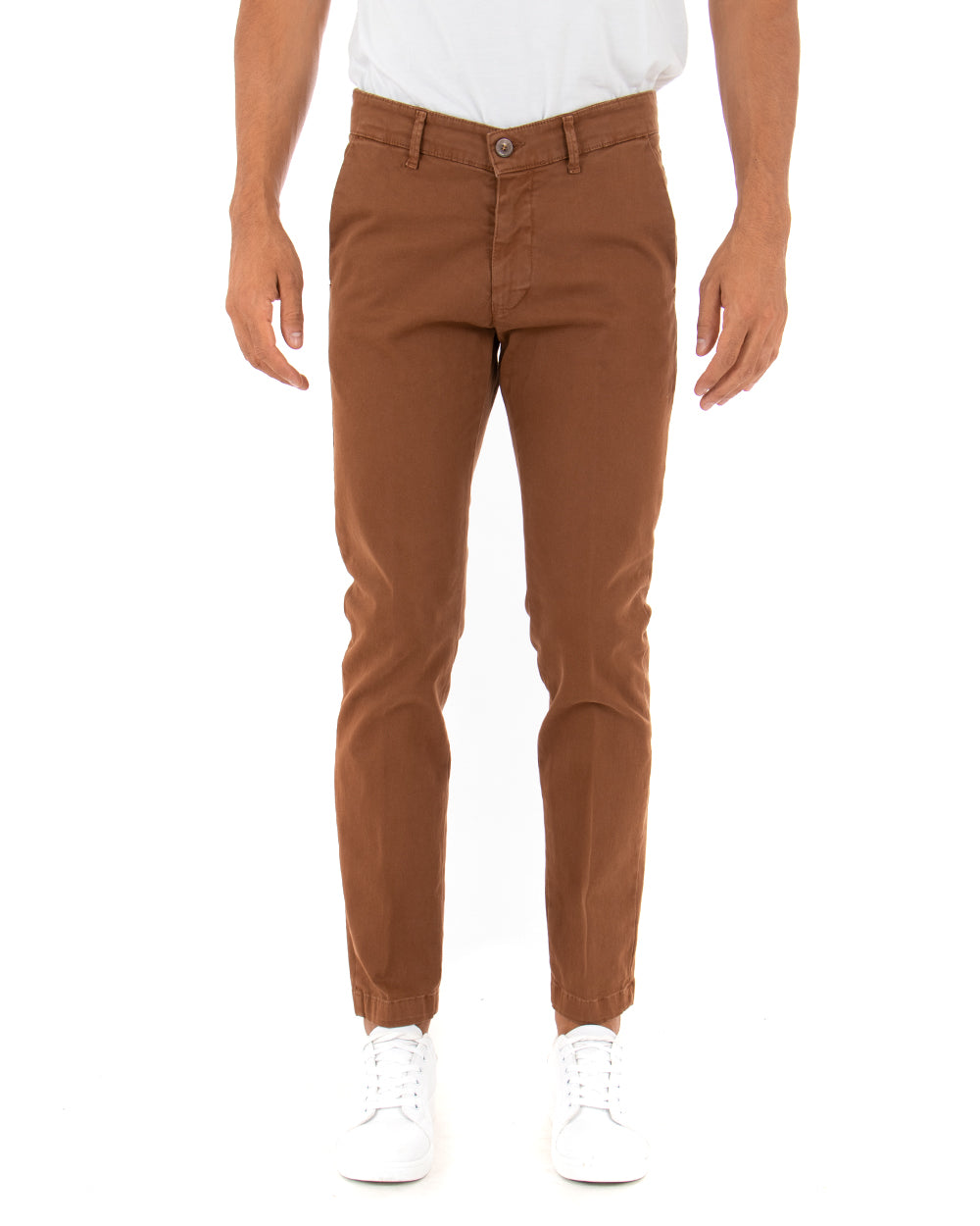 Classic Men's Solid Color Long Casual Trousers Camel Basic GIOSAL
