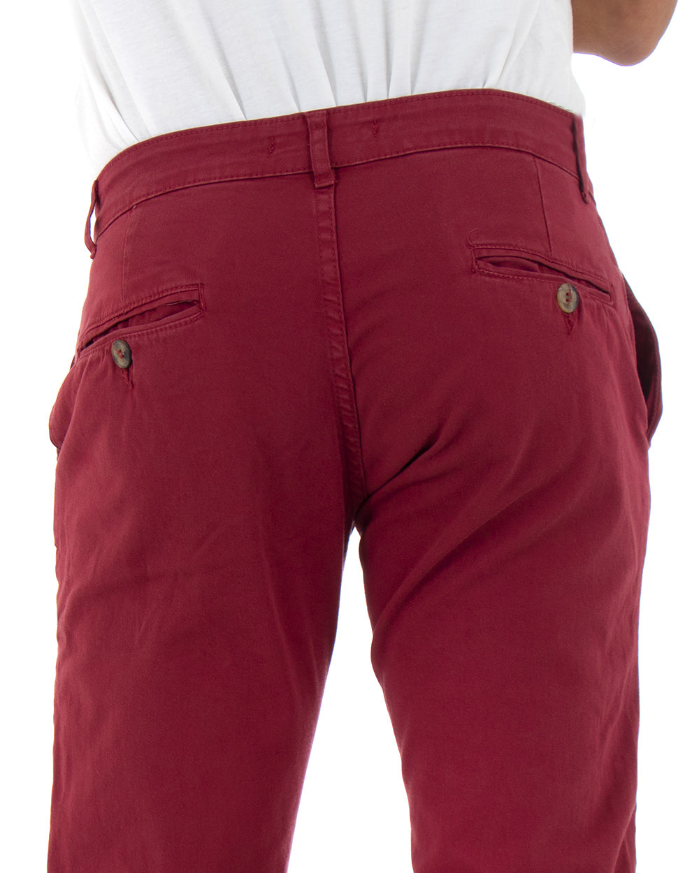 Men's Long Solid Color Bordeaux Trousers Paul Barrell Classic GIOSAL