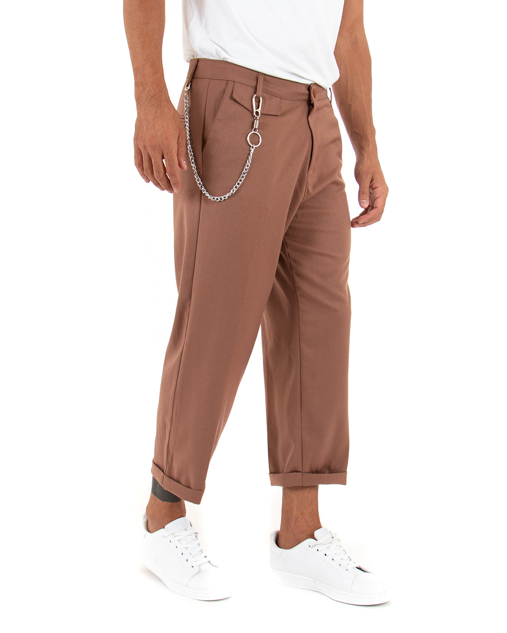 Long Men's Trousers Solid Color Tobacco Boot Cut Pocket GIOSAL