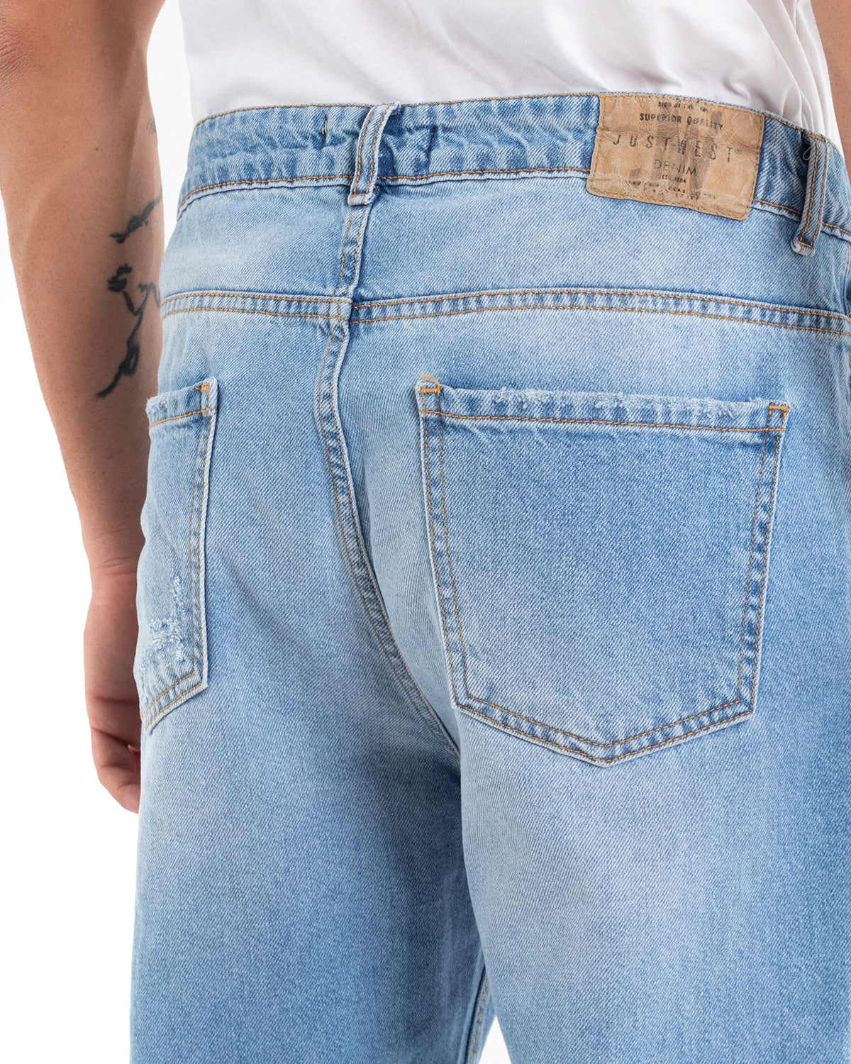 Pantaloni Jeans Uomo Loose Fit Denim Chiaro Cinque Tasche Casual GIOSAL-P5476A