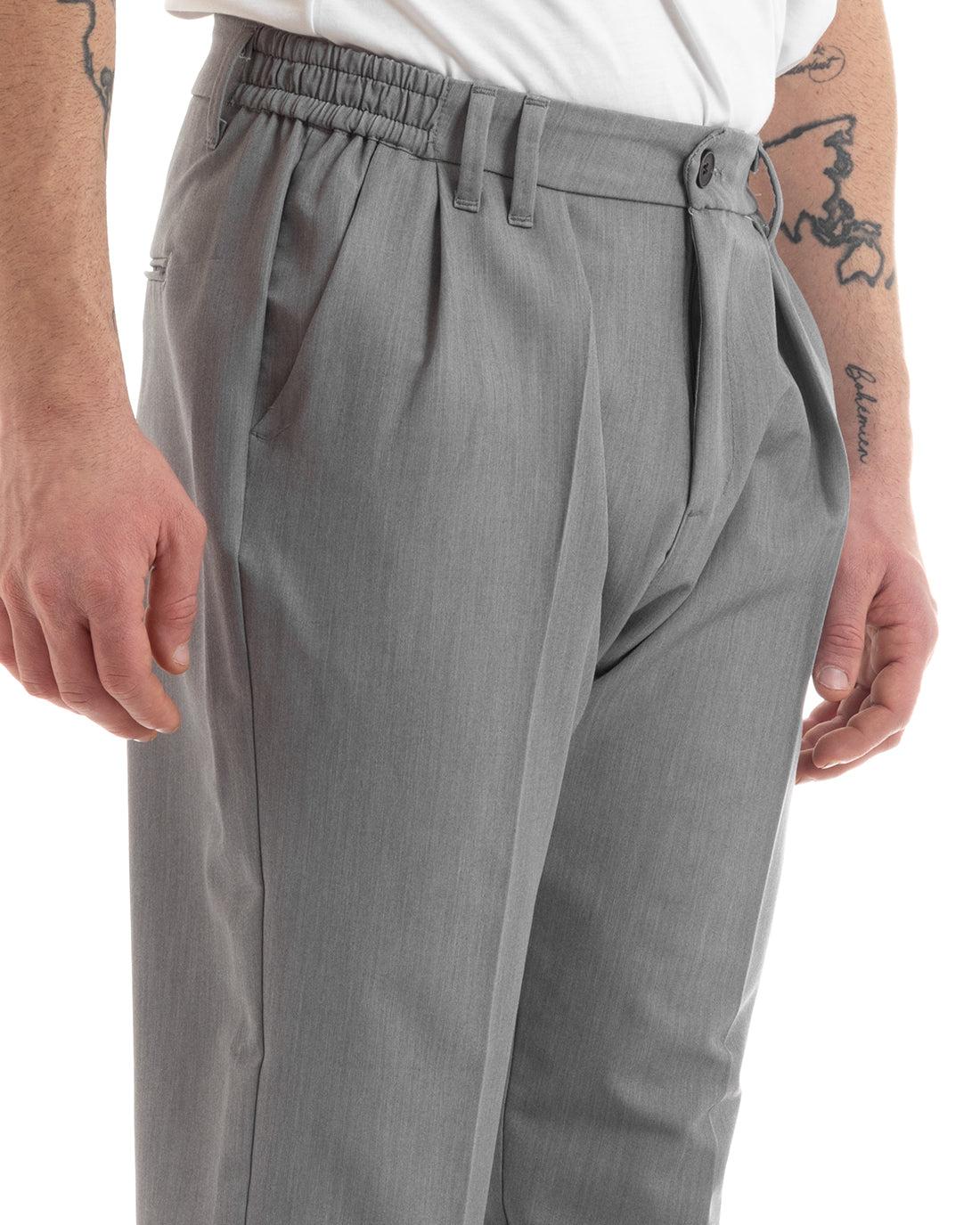 Pantaloni Uomo Pantalaccio Comodo Viscosa Elastico Straight Fit Grigio GIOSAL-P5647A