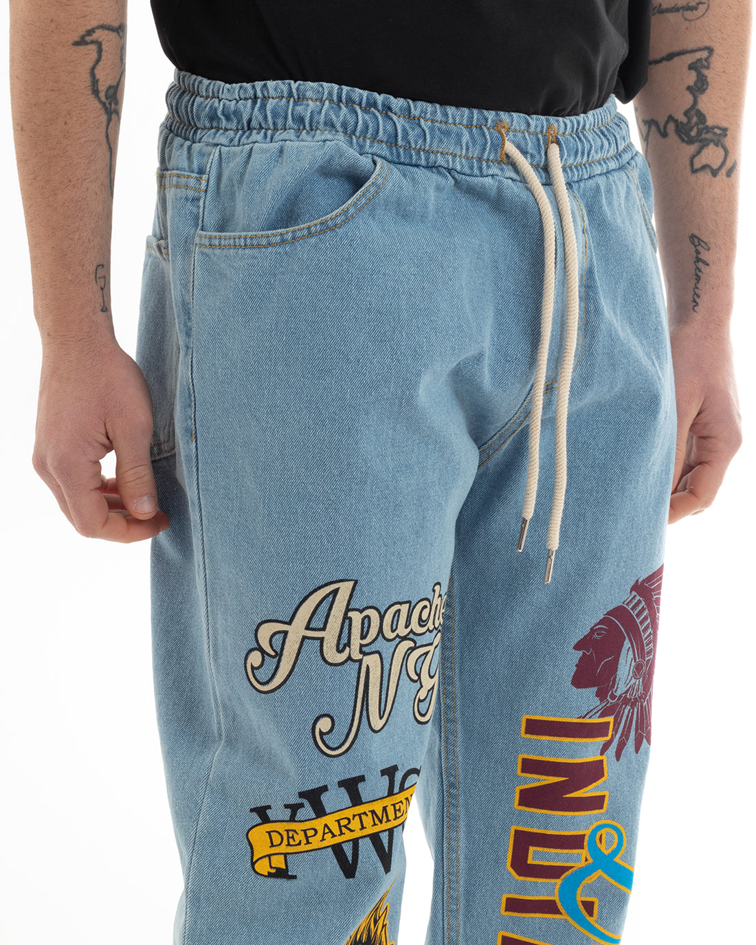 Pantaloni Jeans Uomo Loose Fit Denim Pantalaccio Con Stampa GIOSAL-P5675A
