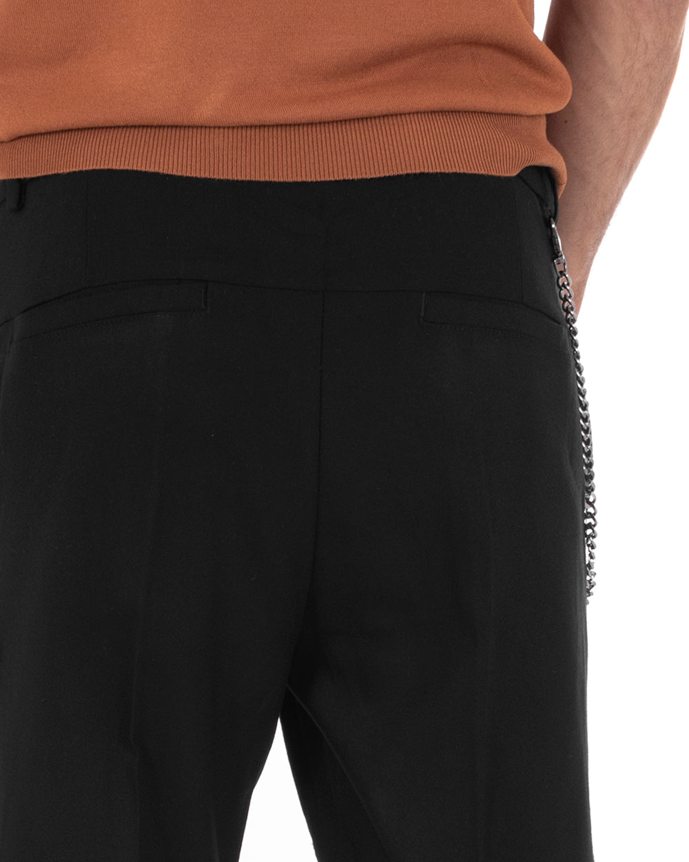 Pantaloni Uomo Lungo Tasca America Classico Viscosa Nero Melangiato Casual GIOSAL-P5740A
