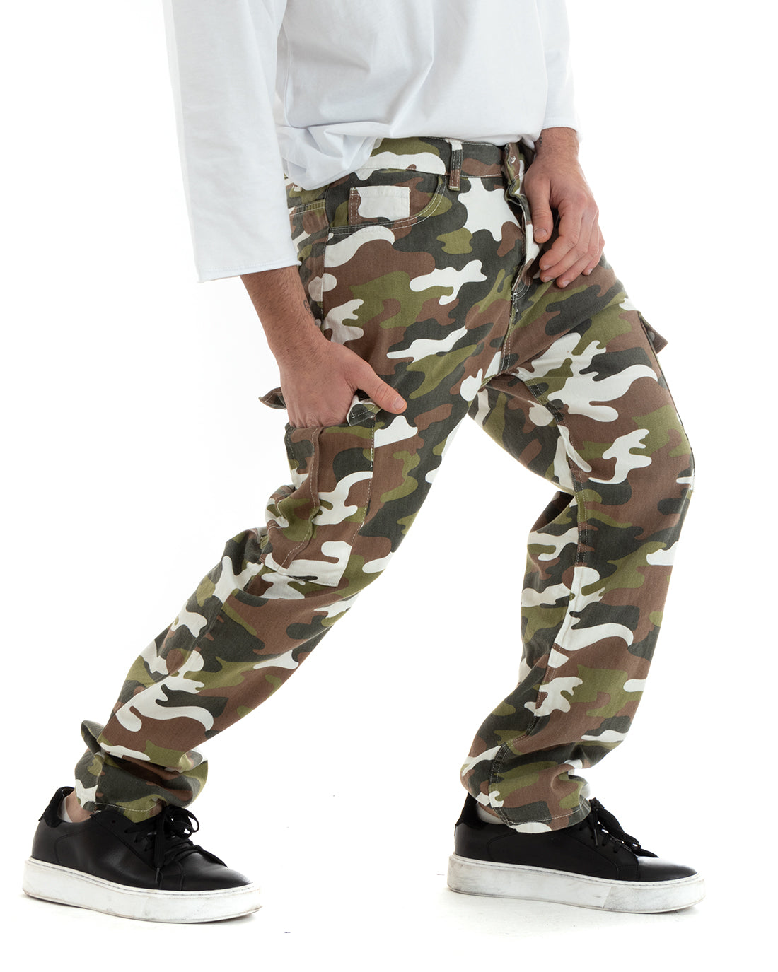 Men's Jeans Pants Straight Fit Military Denim Cargo Camouflage Casual GIOSAL-P5751A