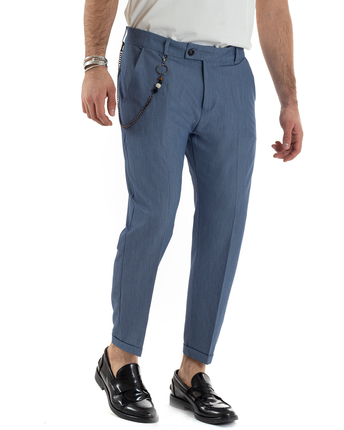 Pantaloni Uomo Viscosa Tasca America Classico Abbottonatura Allungata Casual Denim GIOSAL-P5959A