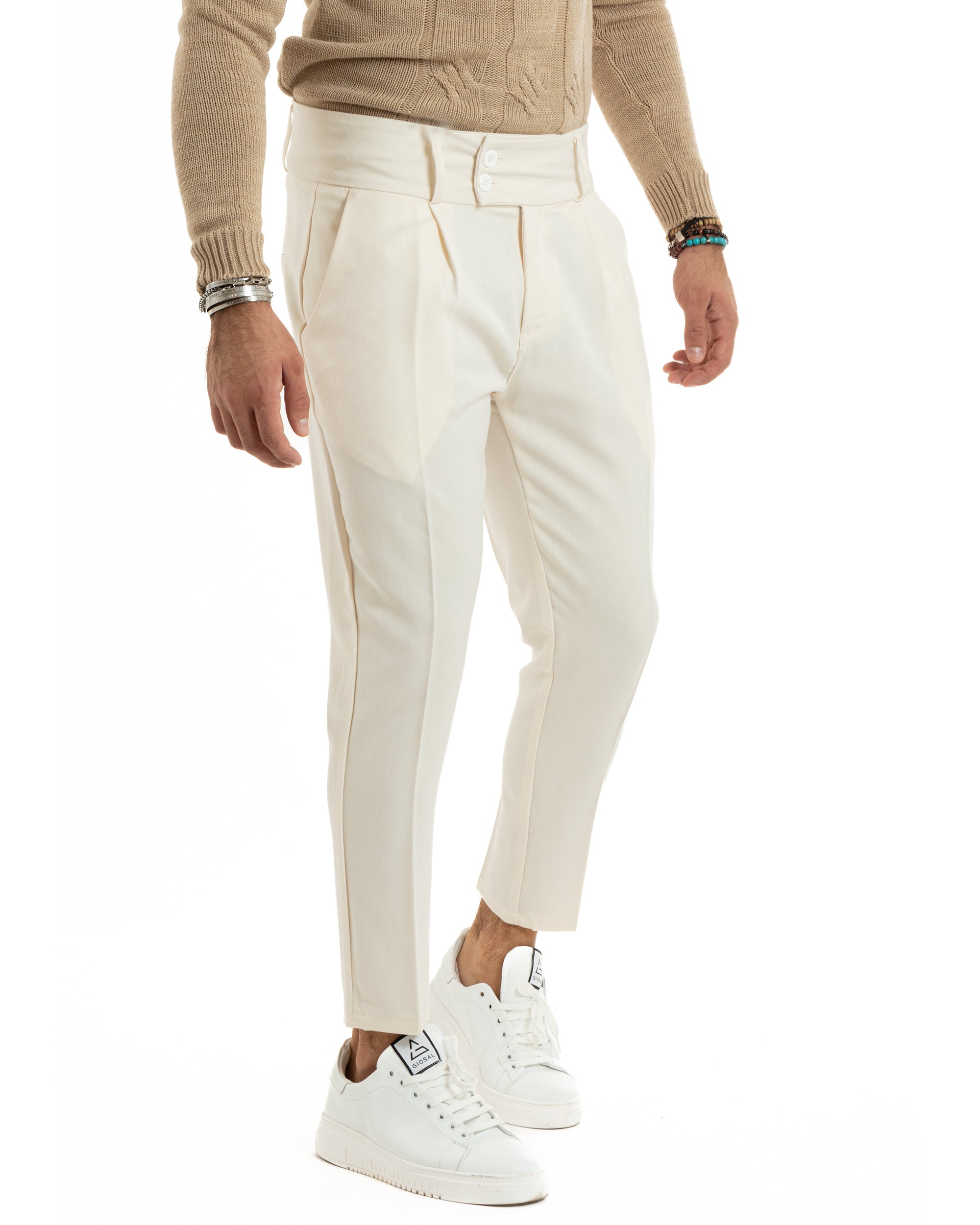 Classic Men's Trousers Elongated Button Viscose Casual Solid Color Denim GIOSAL-P5642A