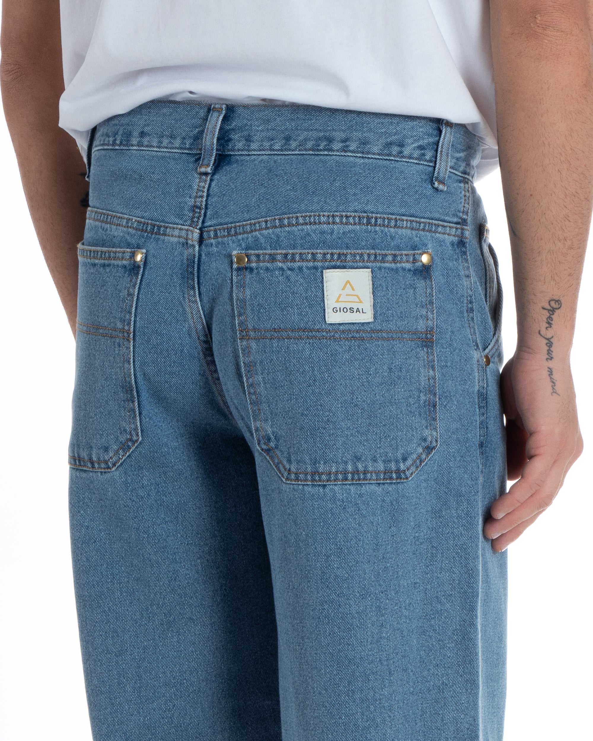 Pantaloni Jeans Uomo Baggy Fit Basic Denim Chiaro GIOSAL-P5989A