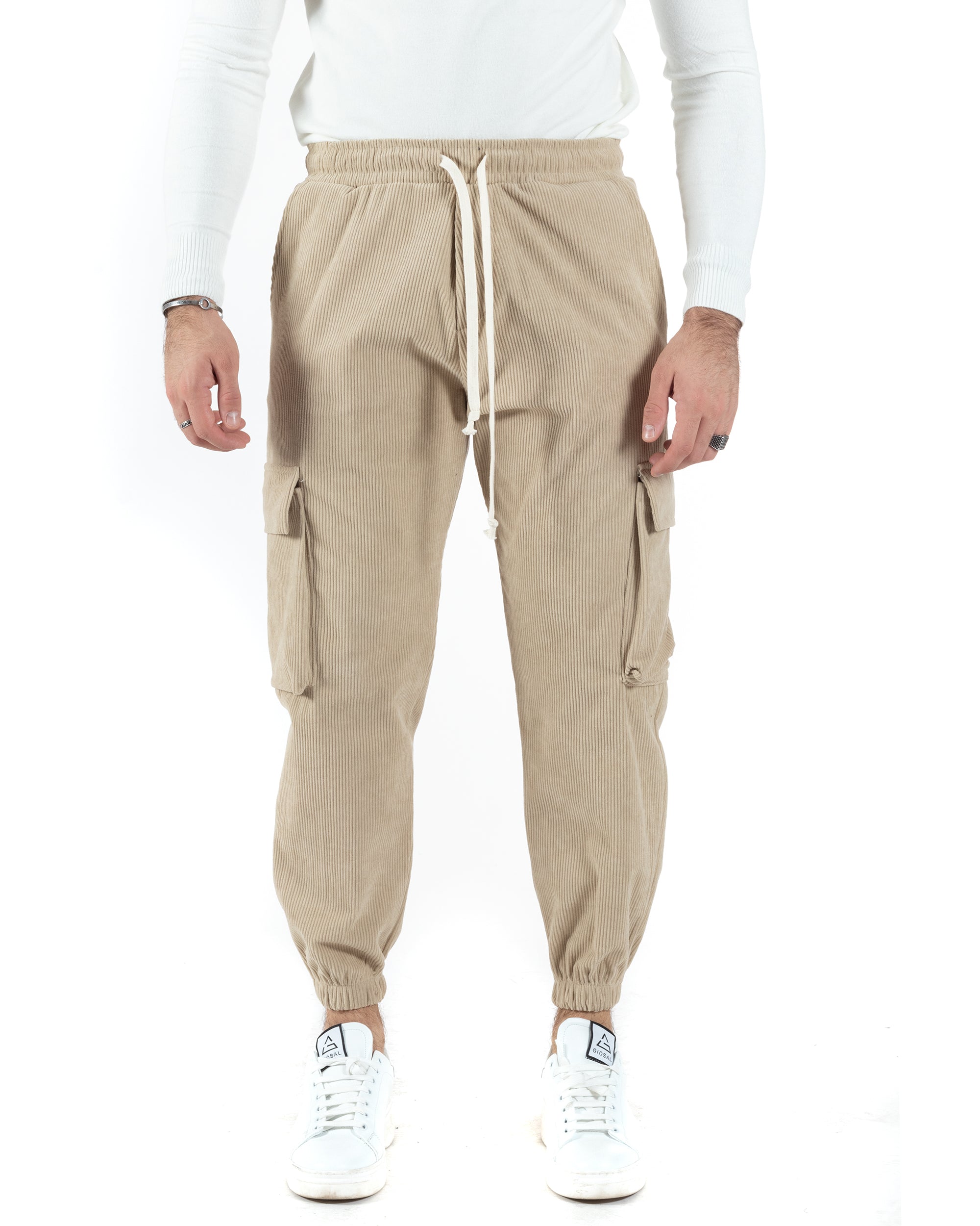 Men's Long Elastic Trousers Soft Viscose Mud Drawstring GIOSAL P5491A