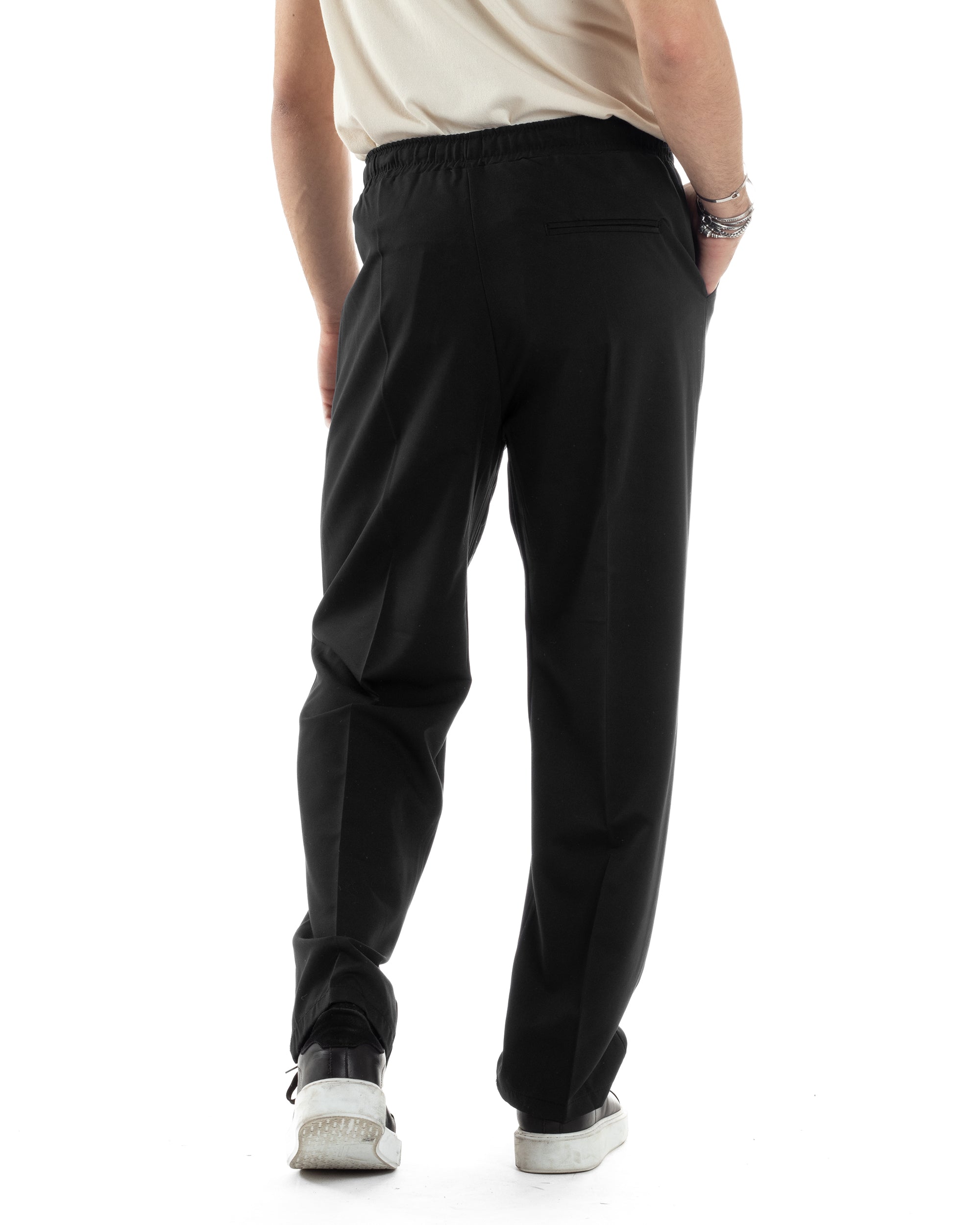 Pantalaccio Uomo Pantaloni Con Coulisse Morbido Viscosa Baggy Fondo Largo Comodo Nero GIOSAL-P6134A