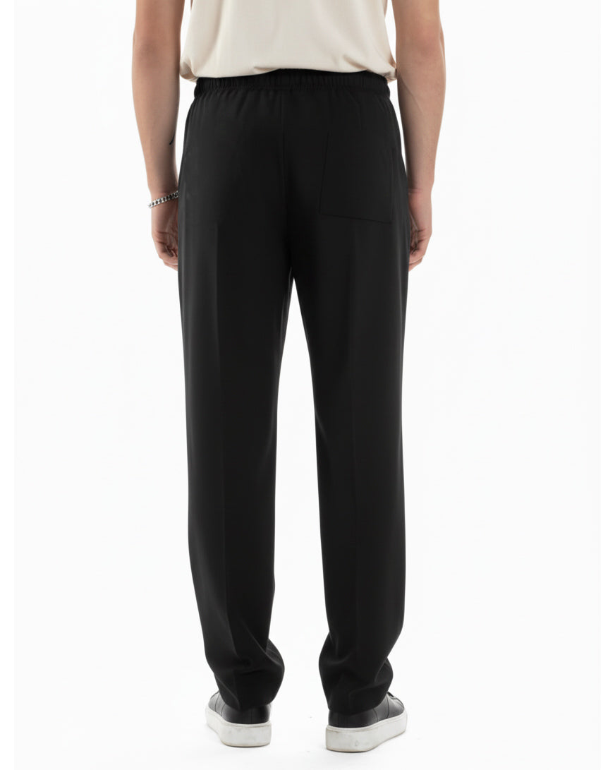 Pantaloni Uomo Pantalaccio Morbido Viscosa Baggy Fondo Largo Nero P6089A