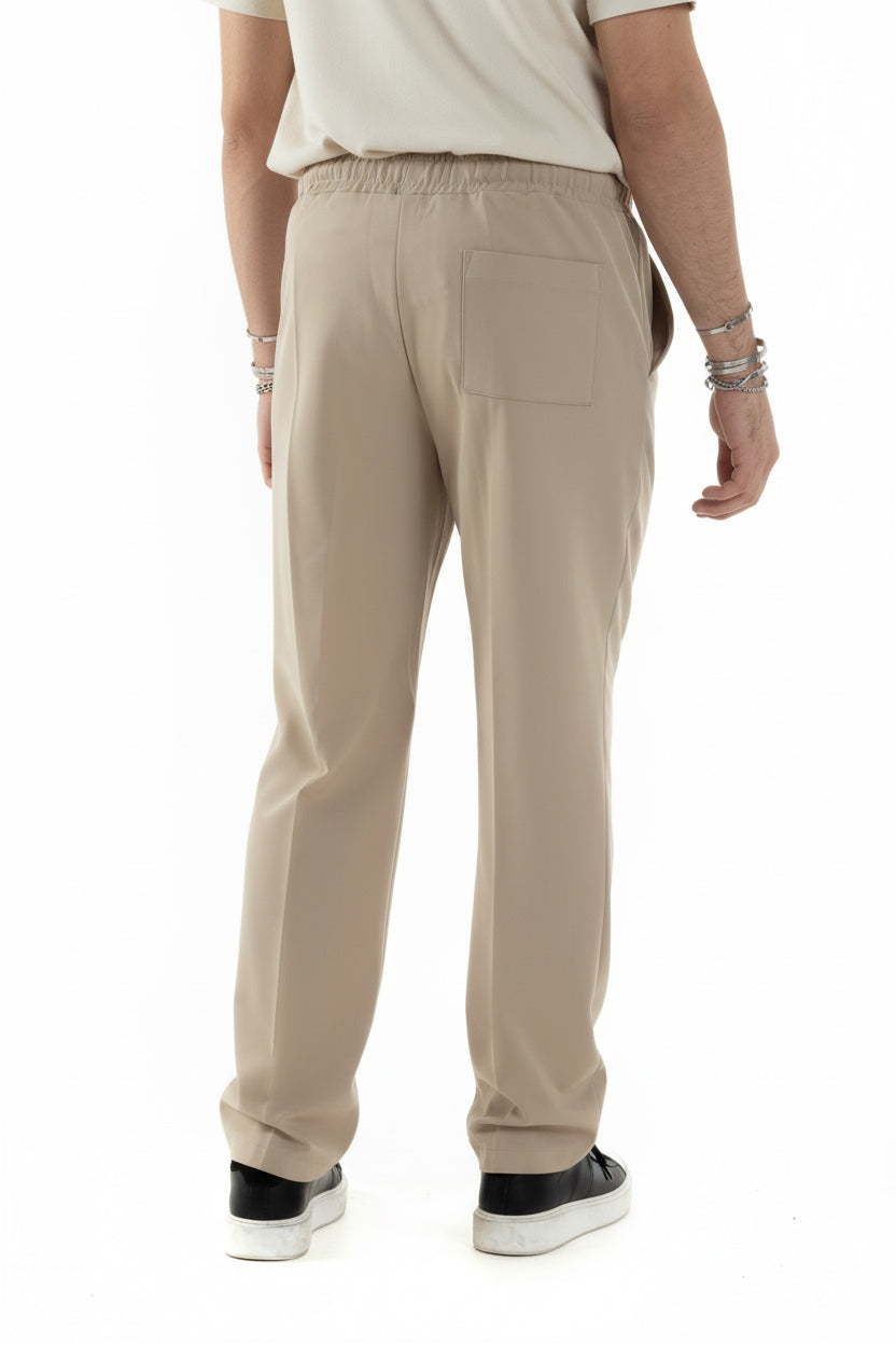 Herren-Hose aus weicher Viskose mit weitem Bein, beige, P6090A