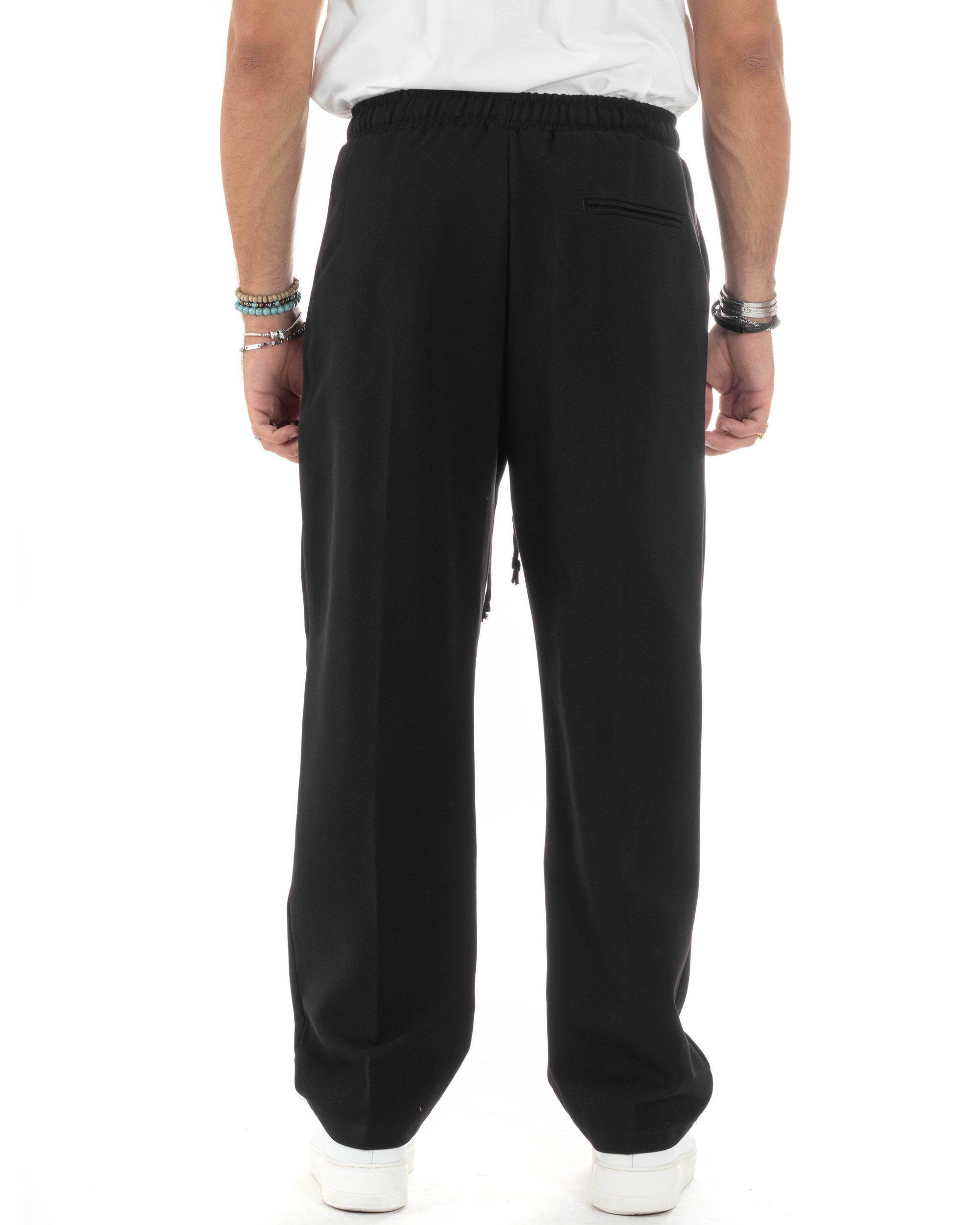 Pantalaccio Uomo Pantaloni Con Coulisse Morbido Viscosa Baggy Fondo Largo Comodo Nero GIOSAL-P6134A