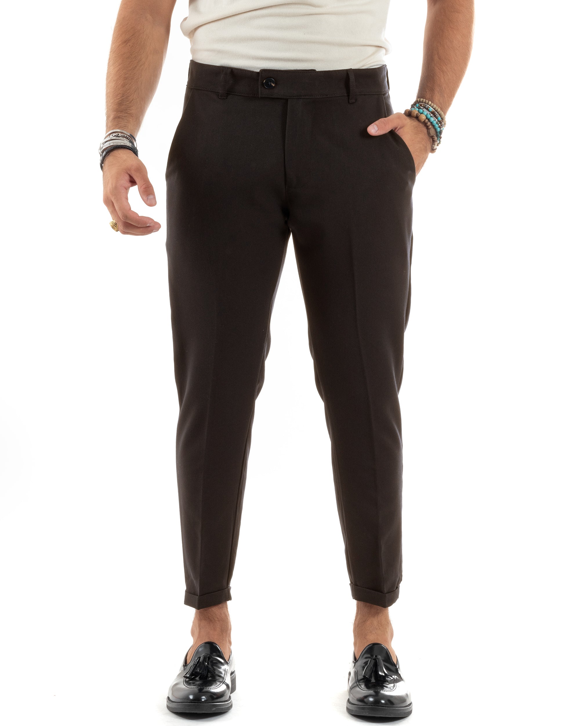 Men's Pants Viscose Pocket America Classic Elongated Button Casual Beige GIOSAL-P6170A