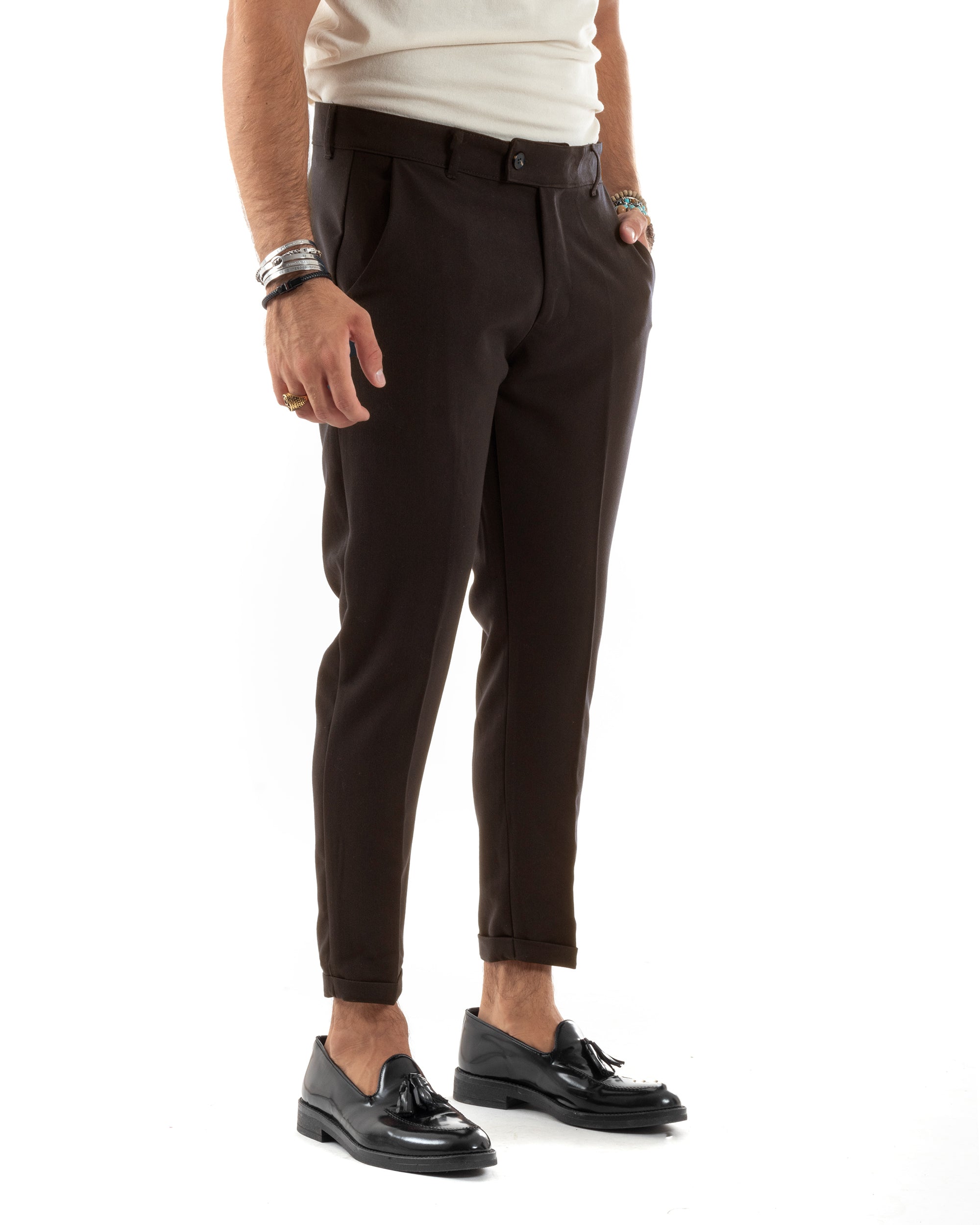 Men's Pants Viscose Pocket America Classic Elongated Button Casual Beige GIOSAL-P6170A