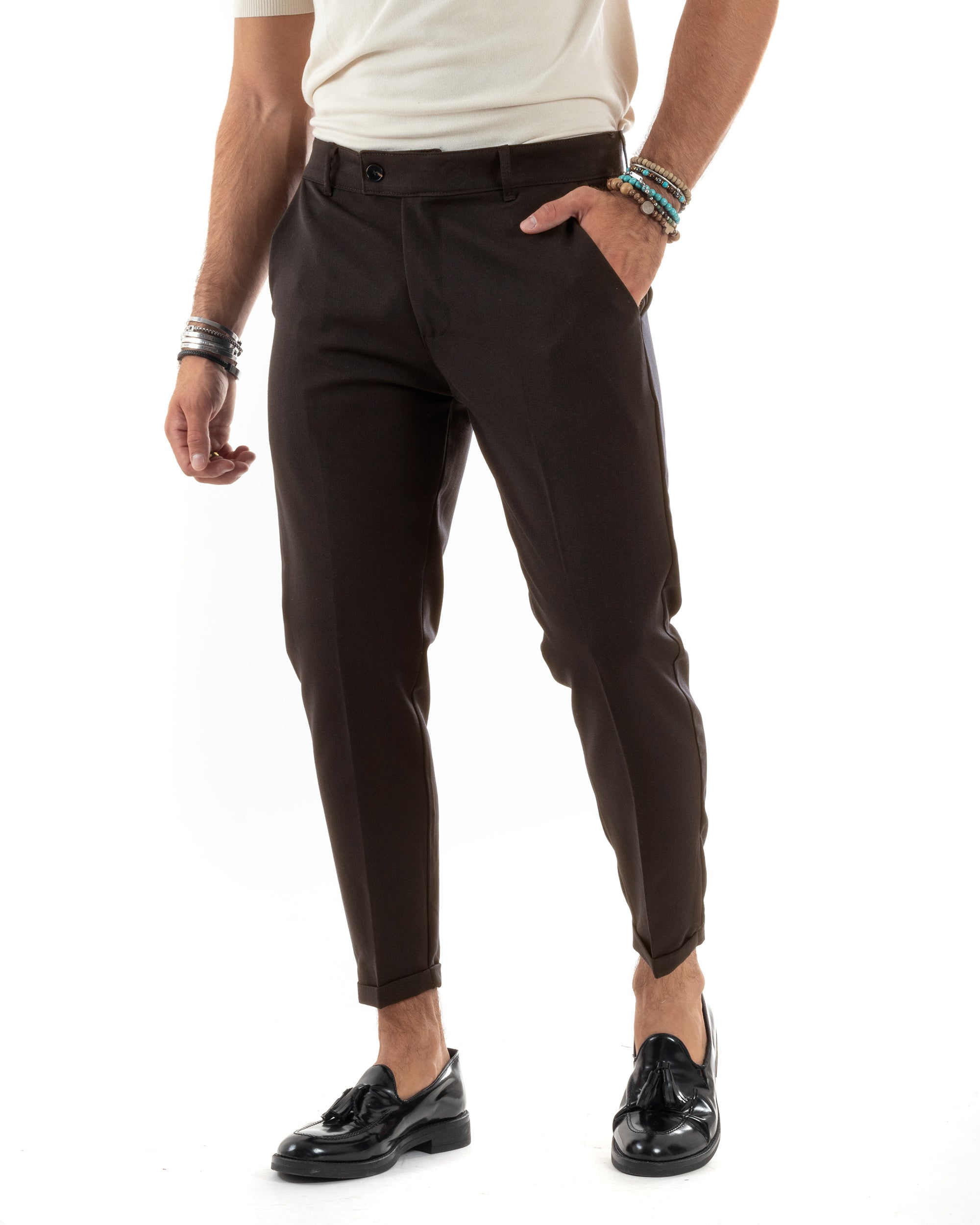Men's Pants Viscose Pocket America Classic Elongated Button Casual Beige GIOSAL-P6170A