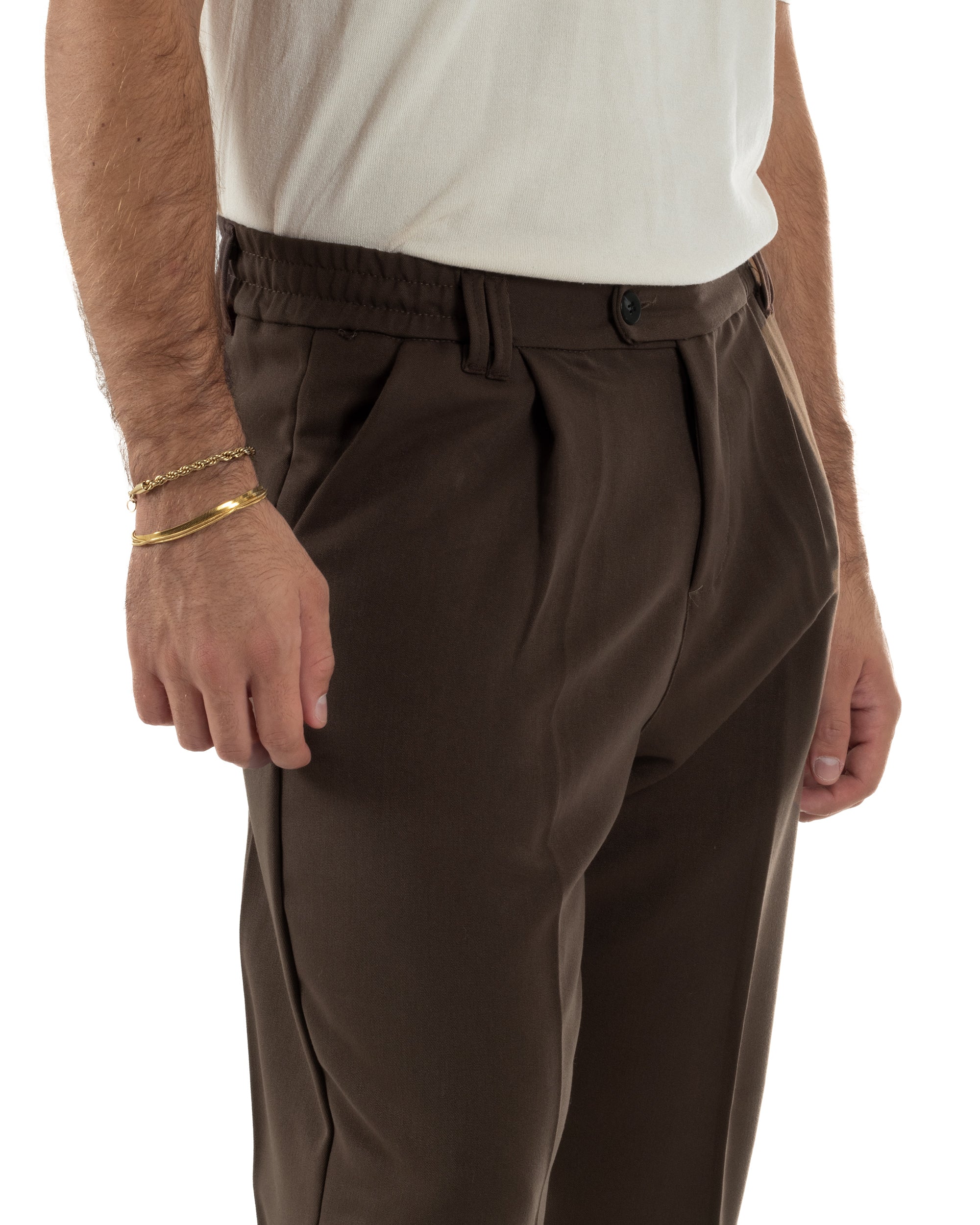 Herren-Viskose-Baggy-Hose mit weitem Bein, braun, P6357A
