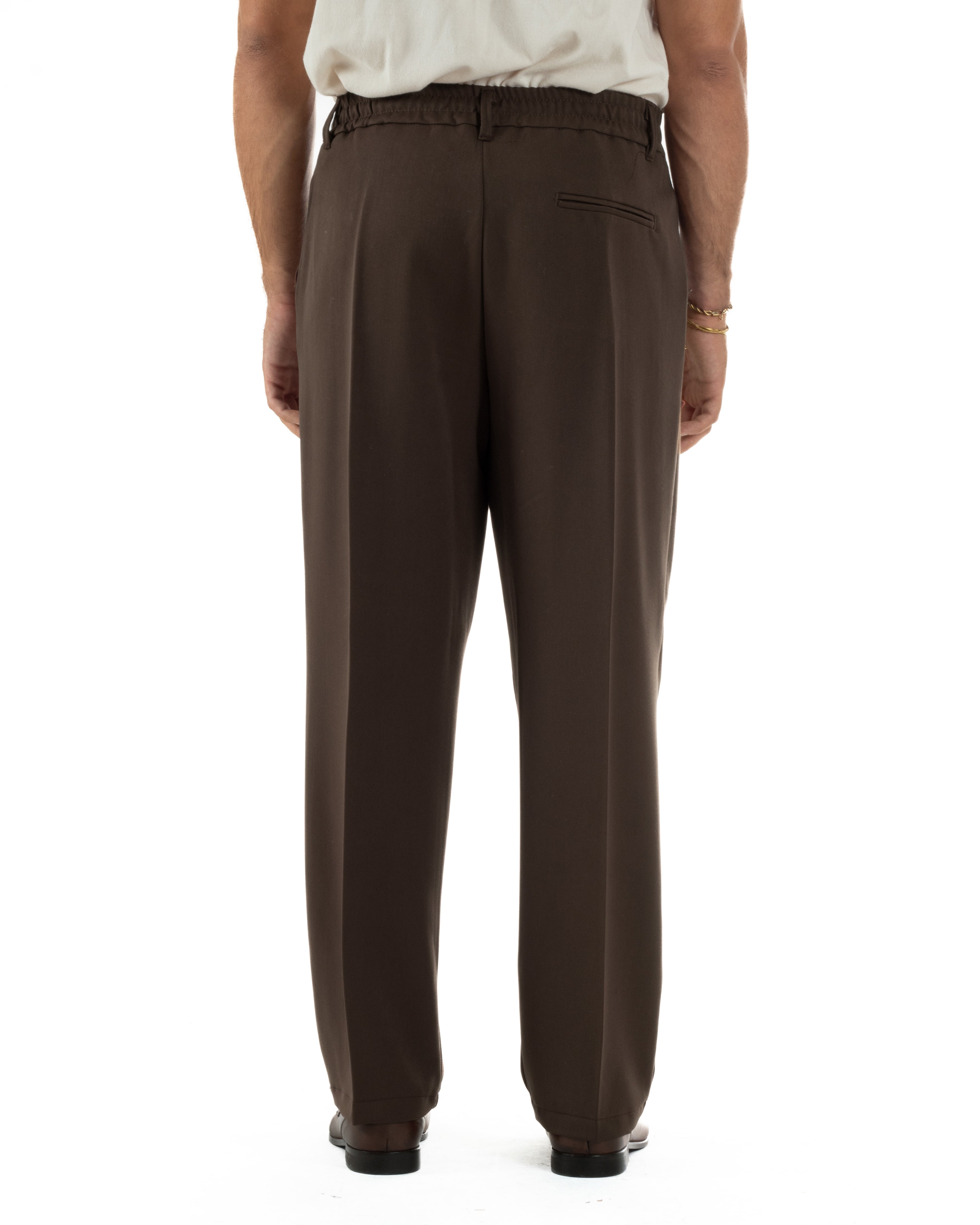 Herren-Viskose-Baggy-Hose mit weitem Bein, braun, P6357A